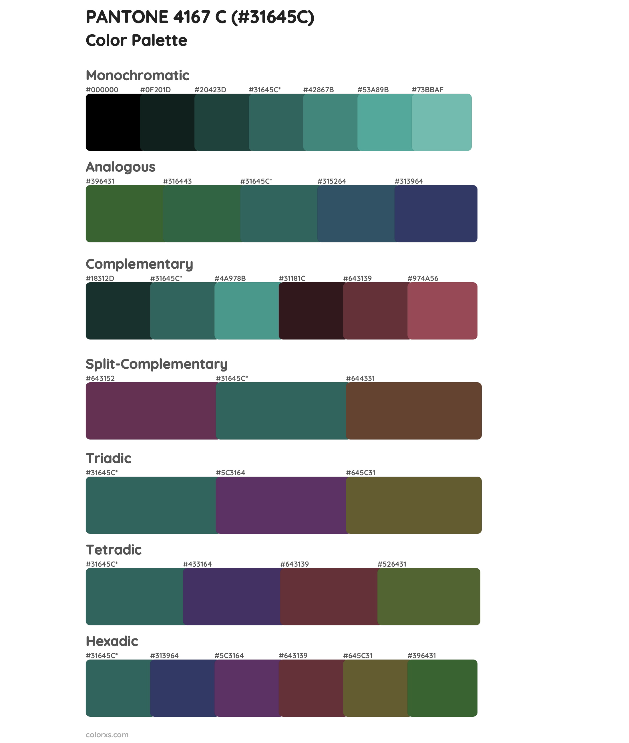 PANTONE 4167 C Color Scheme Palettes