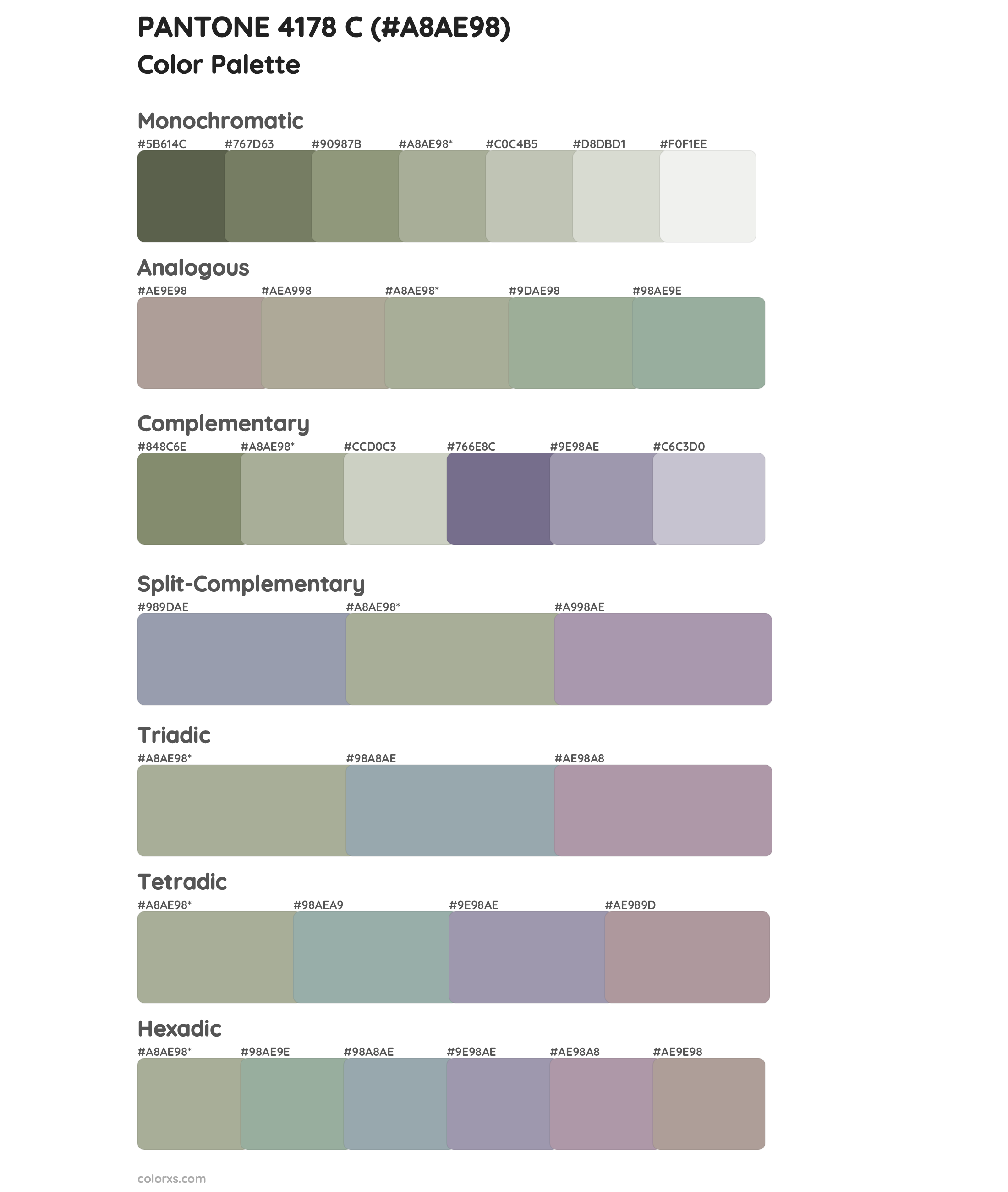 PANTONE 4178 C Color Scheme Palettes