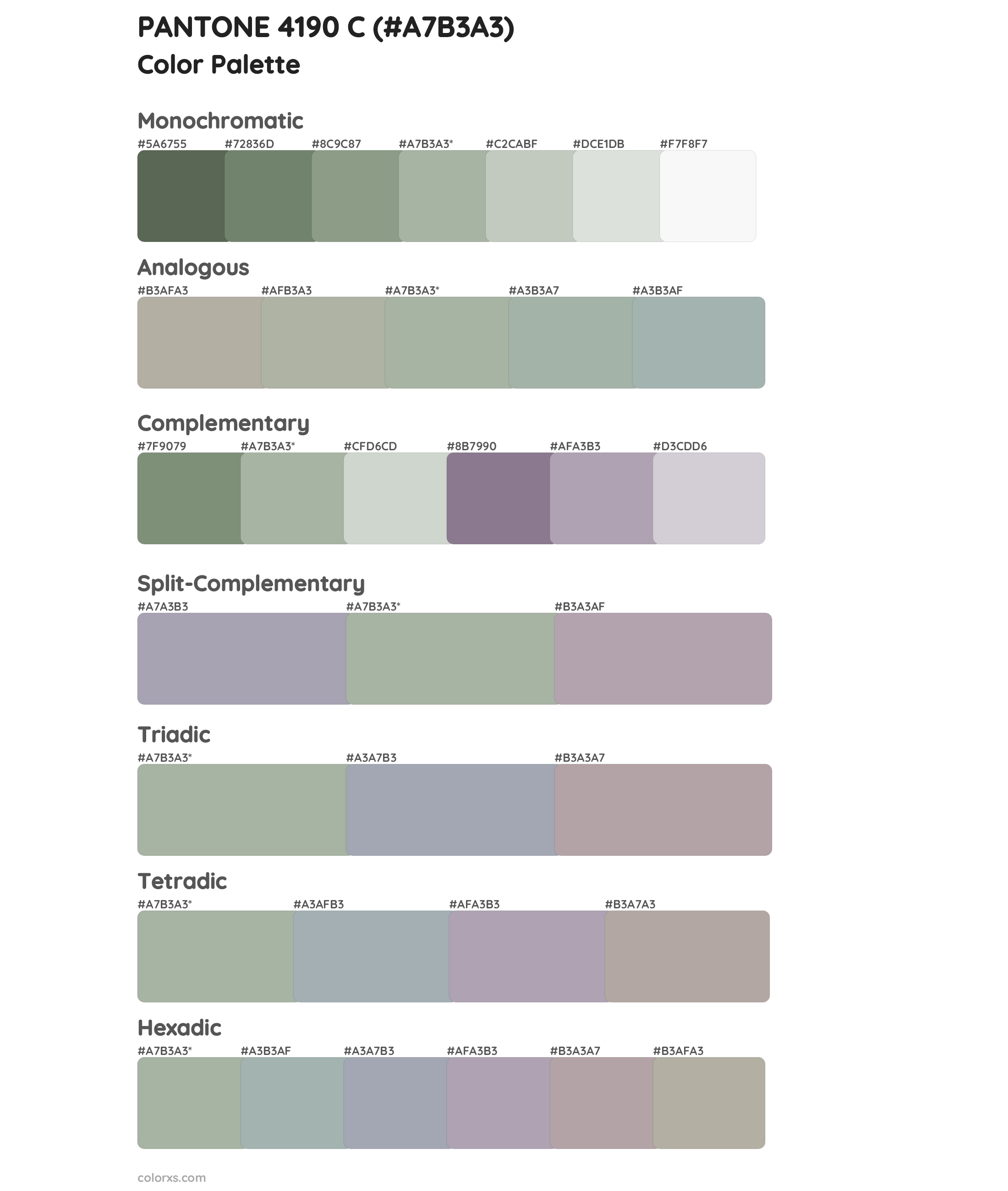 PANTONE 4190 C Color Scheme Palettes