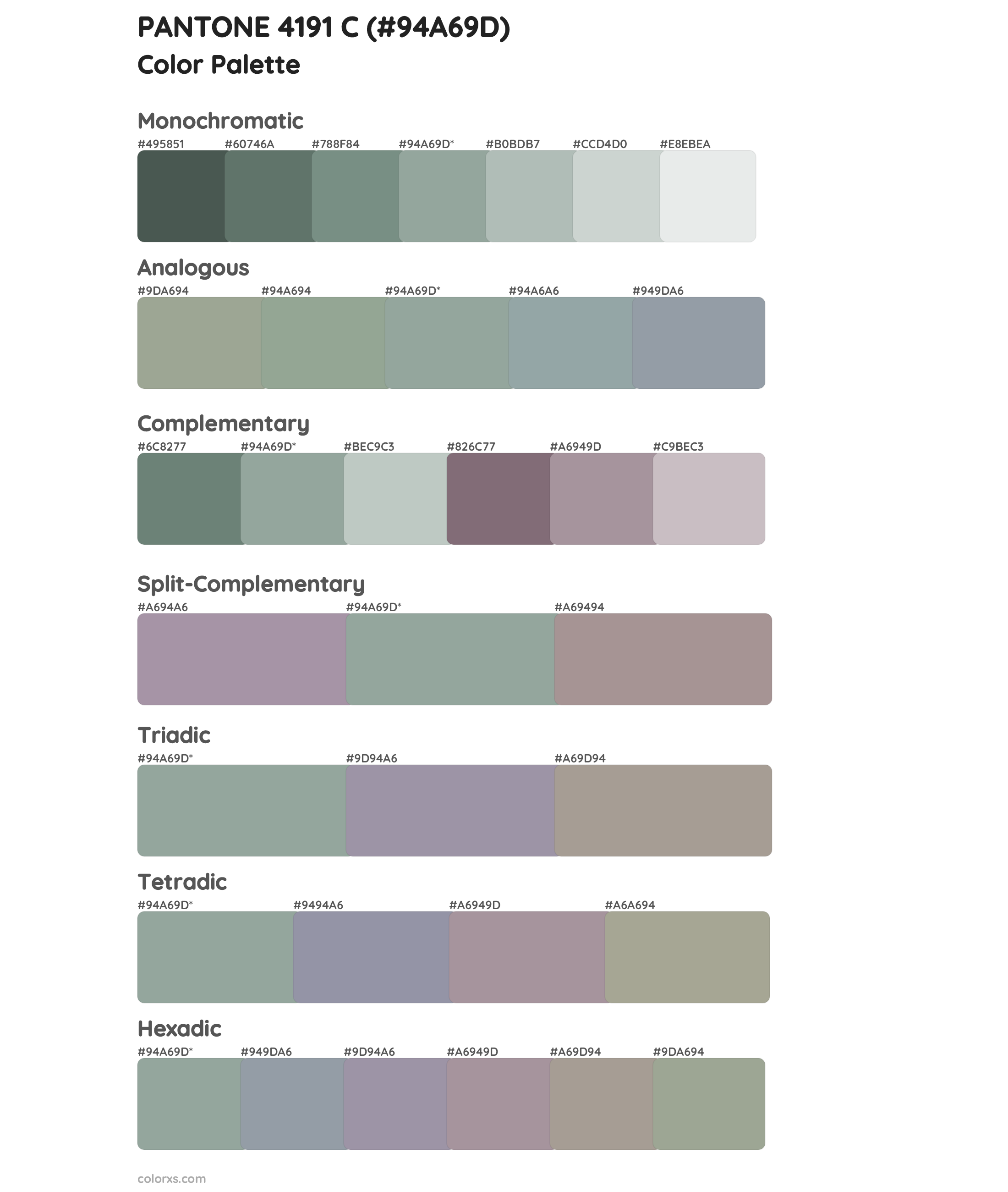 PANTONE 4191 C Color Scheme Palettes