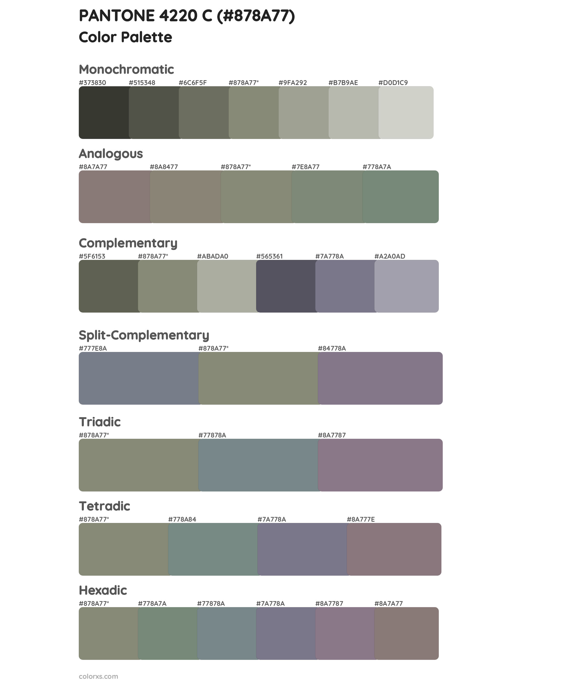 PANTONE 4220 C Color Scheme Palettes