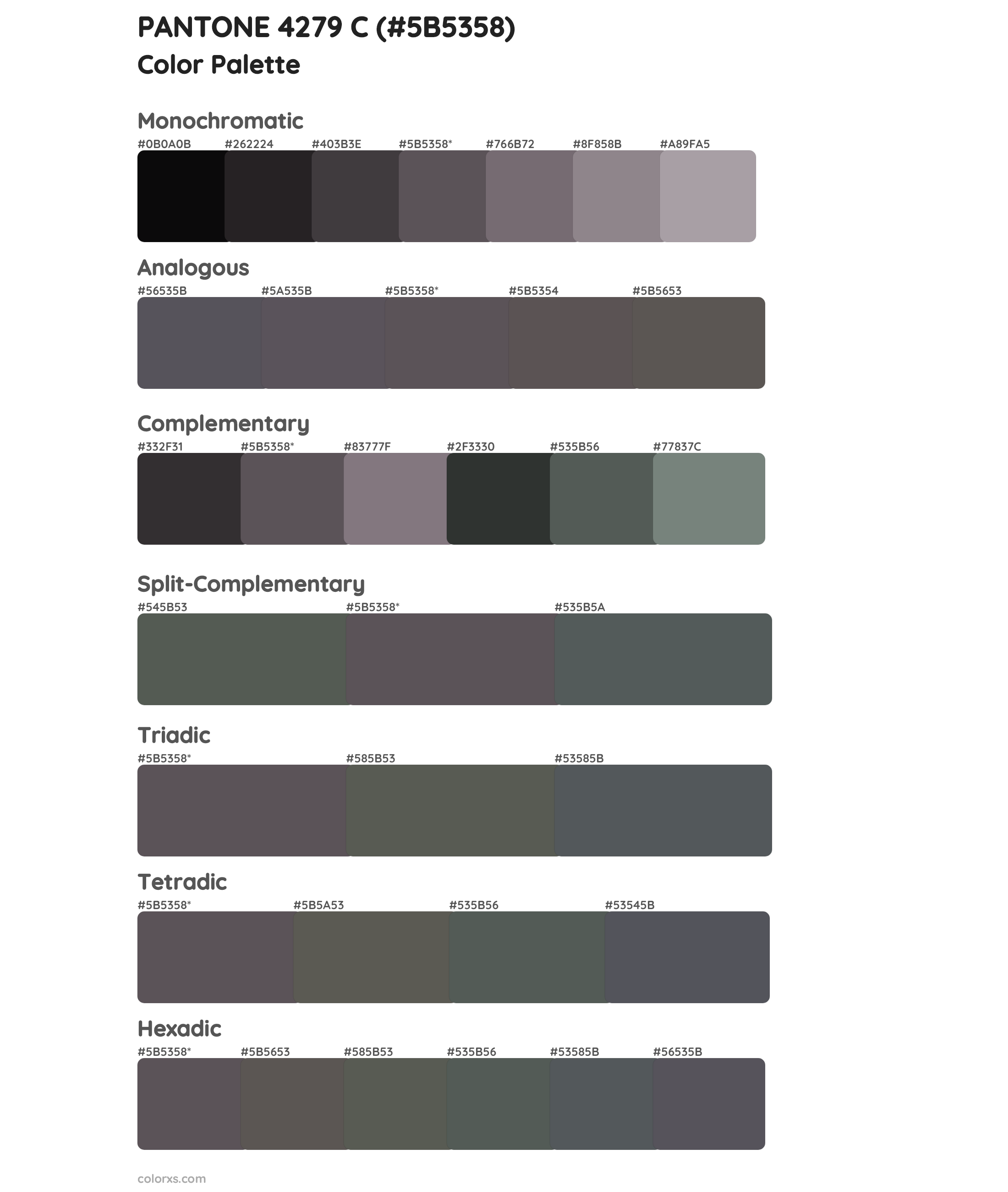 PANTONE 4279 C Color Scheme Palettes