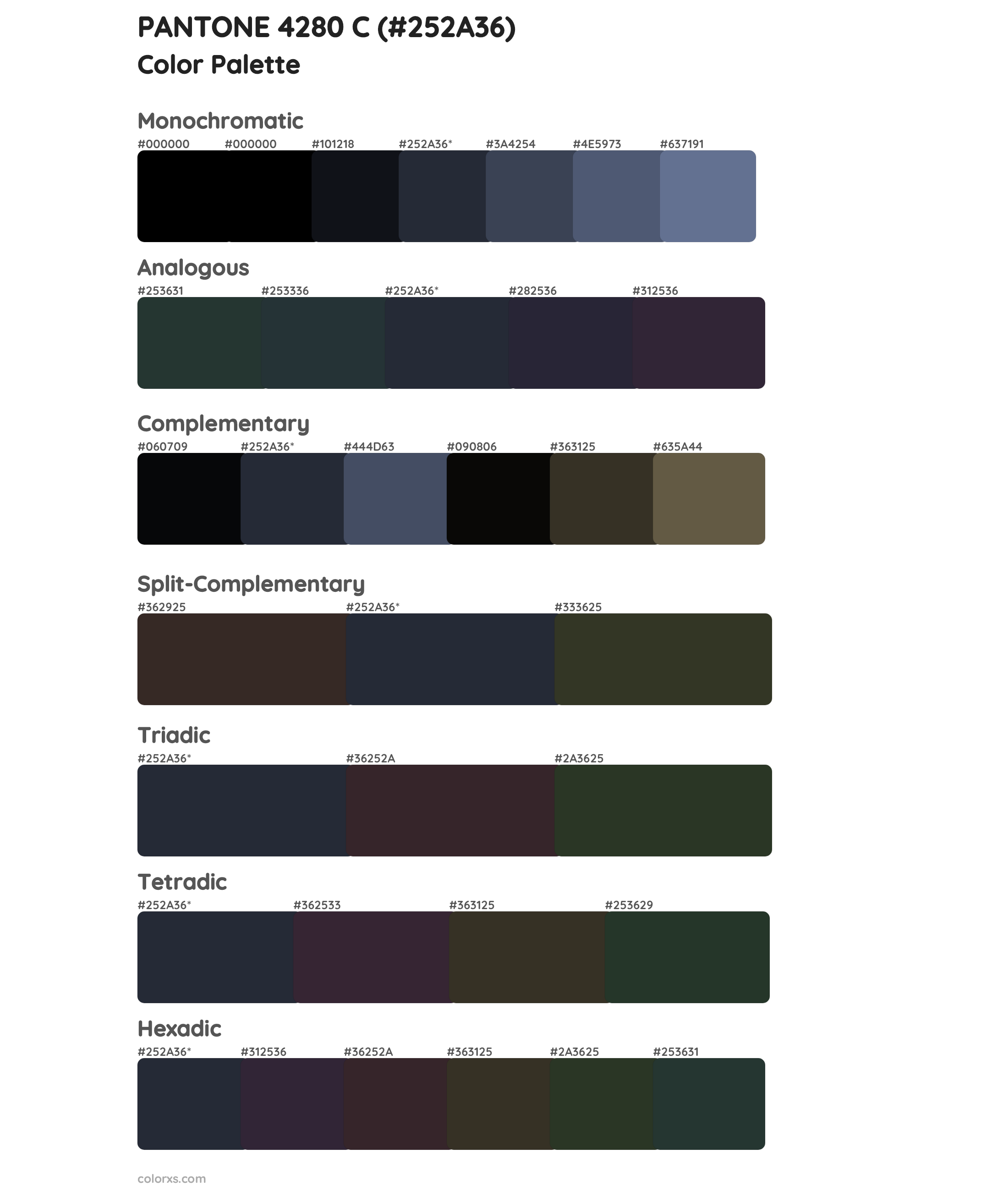 PANTONE 4280 C Color Scheme Palettes