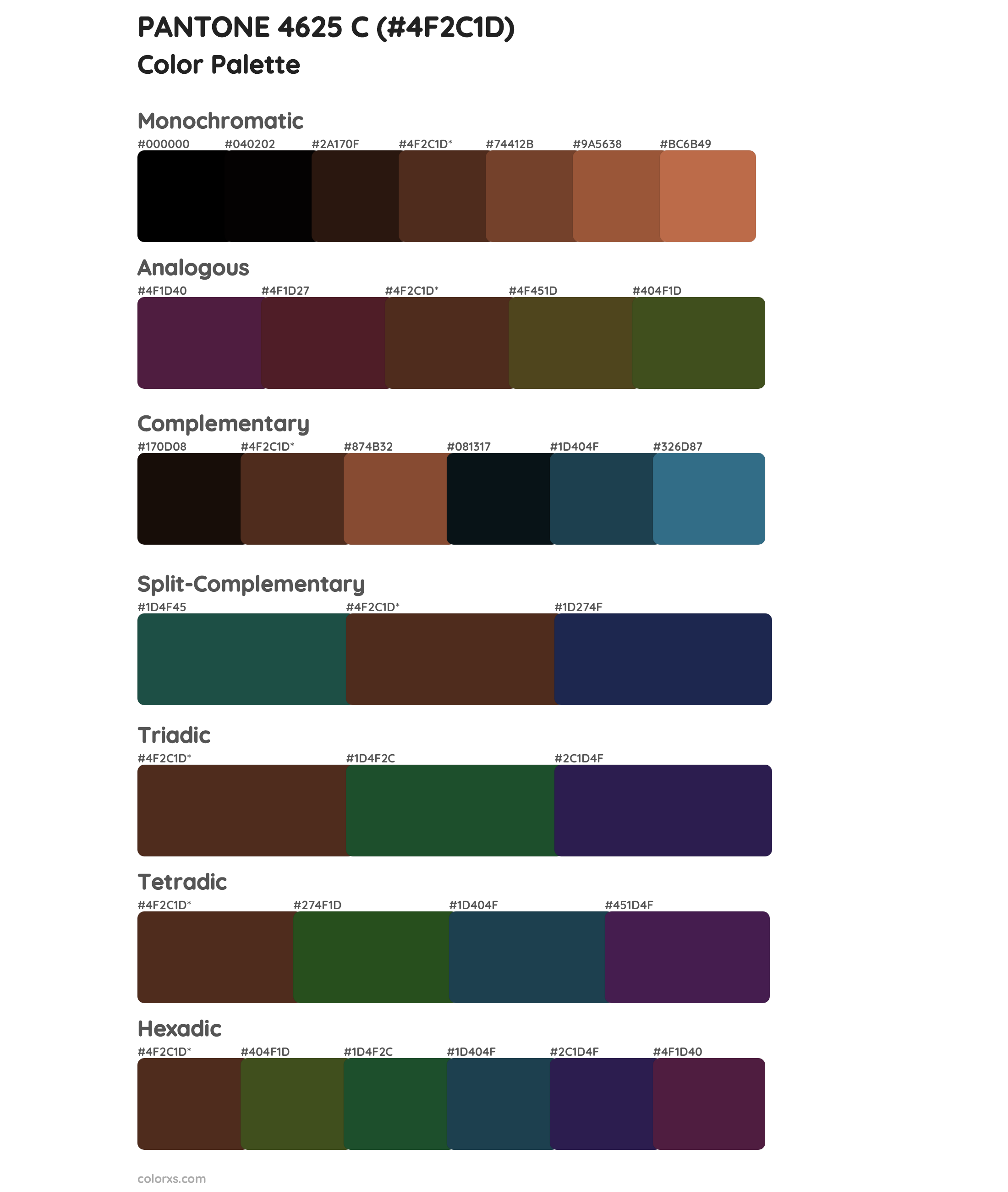 PANTONE 4625 C Color Scheme Palettes