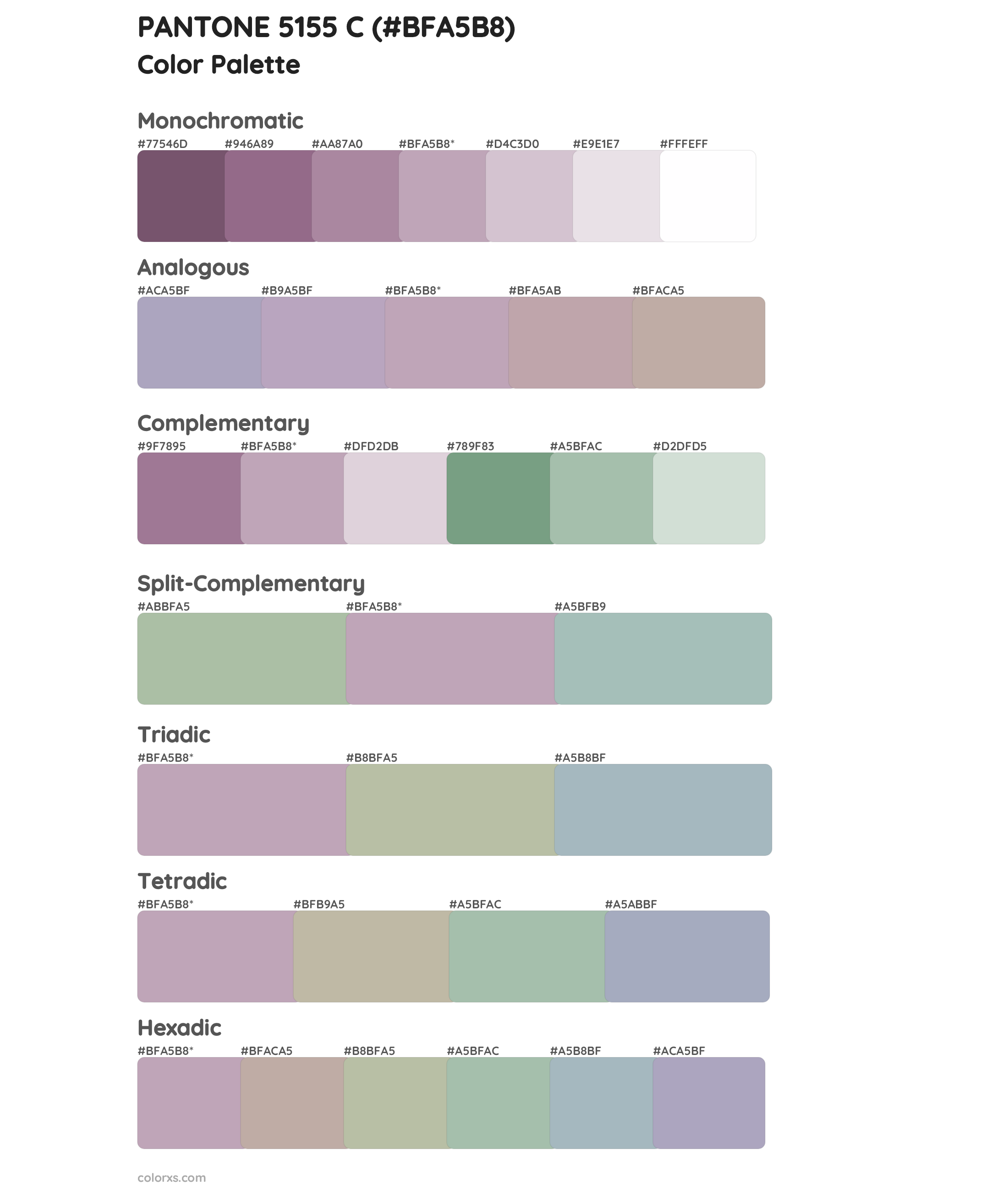 PANTONE 5155 C Color Scheme Palettes