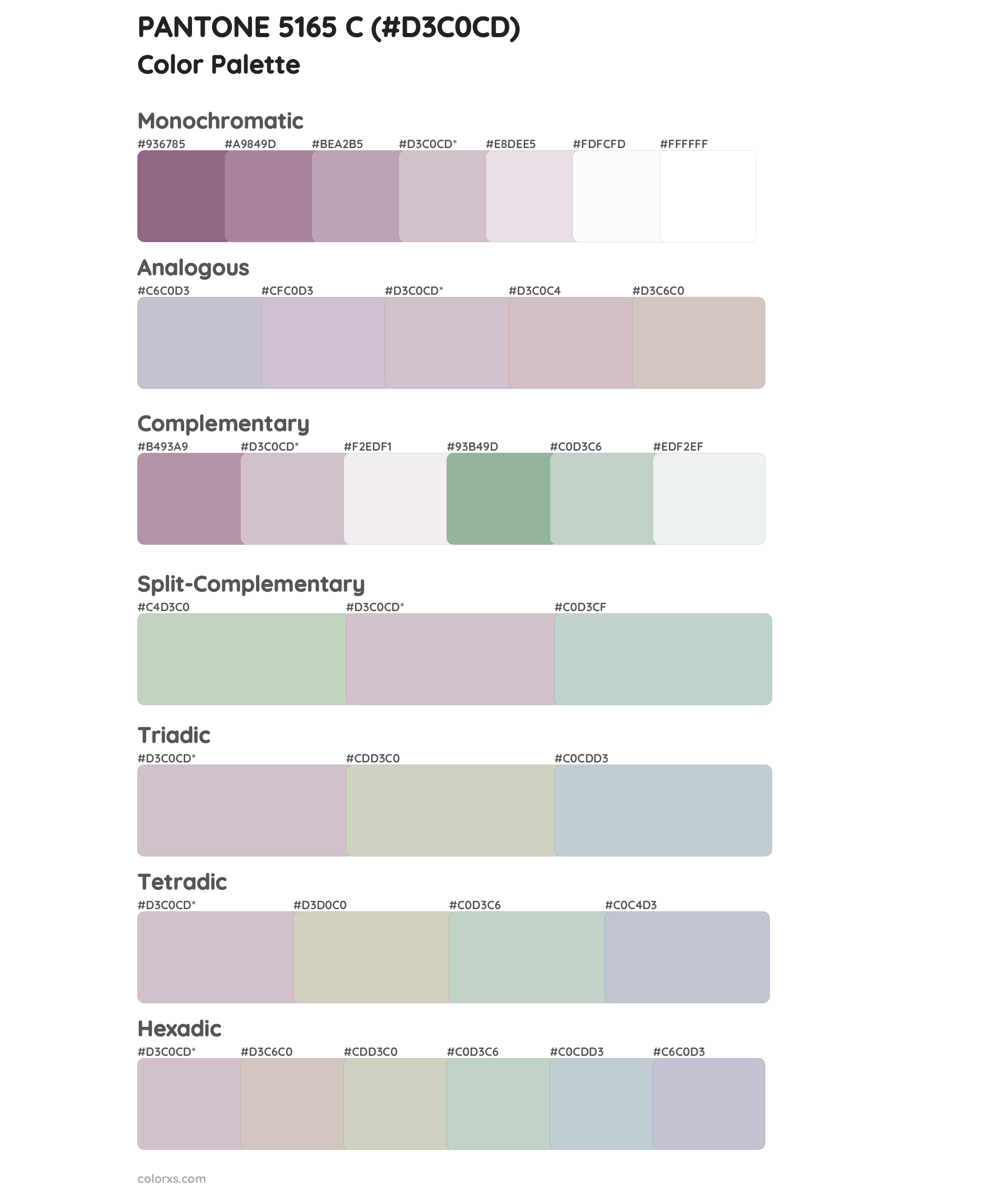 PANTONE 5165 C Color Scheme Palettes