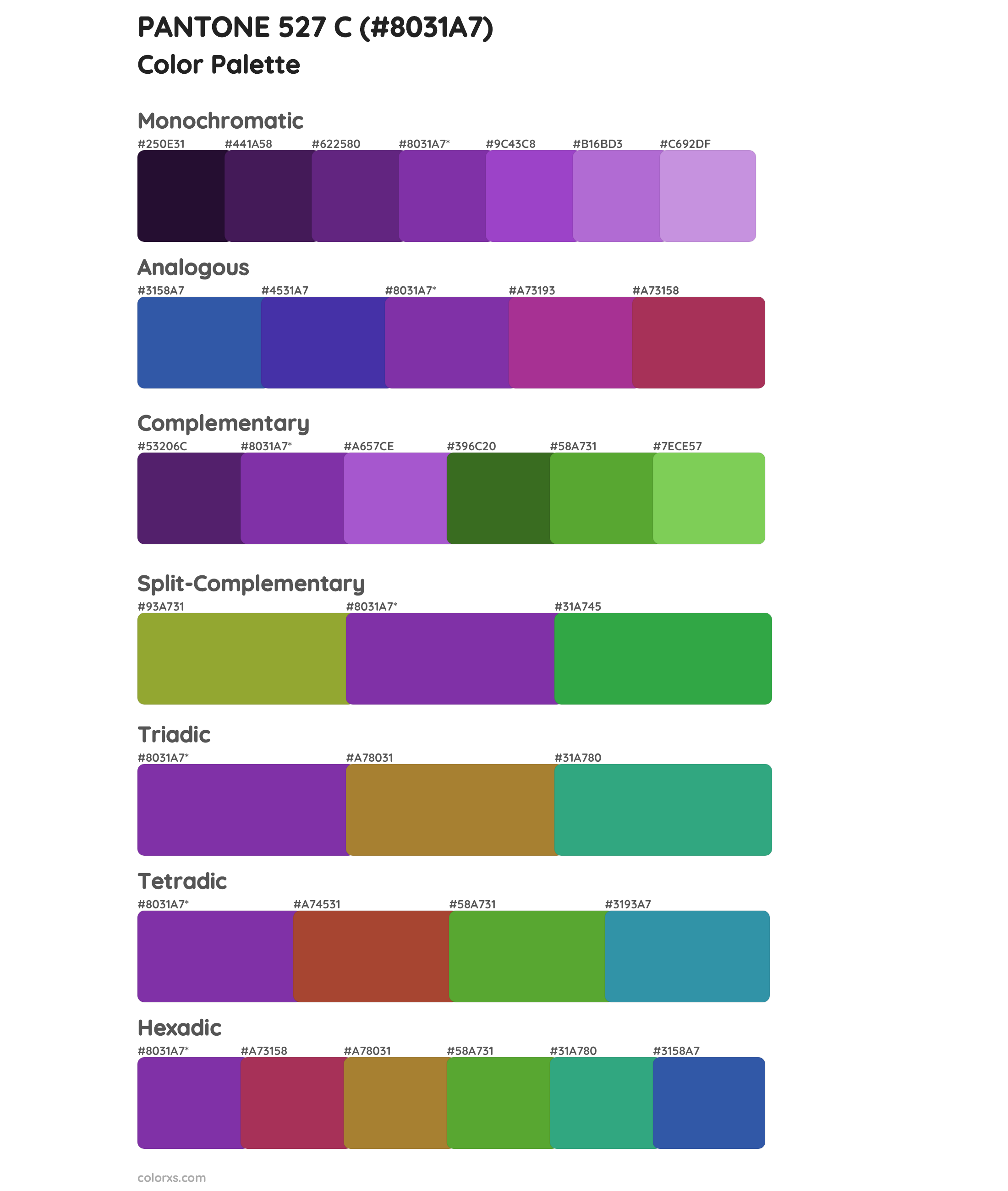 PANTONE 527 C Color Scheme Palettes