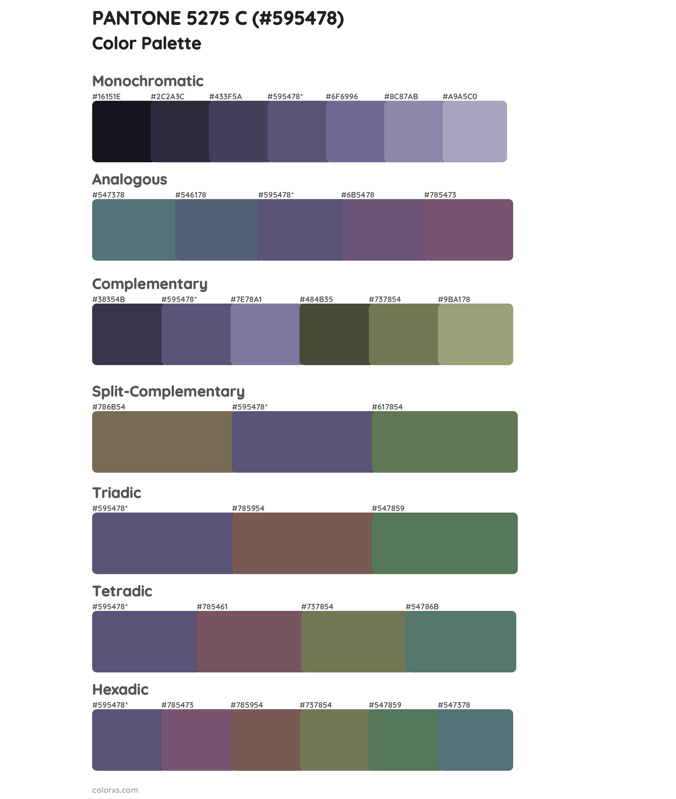 PANTONE 5275 C Color Scheme Palettes