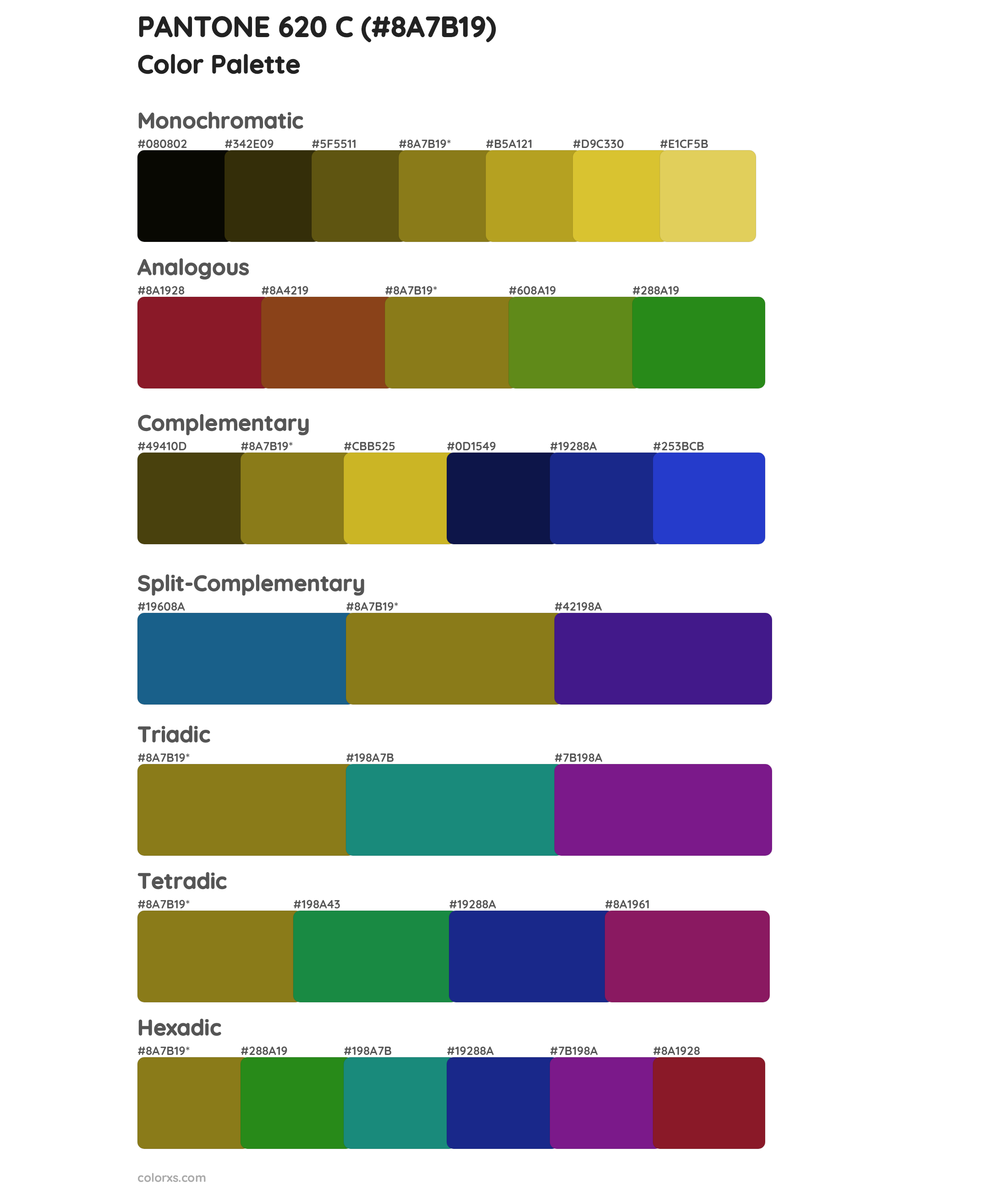 PANTONE 620 C Color Scheme Palettes