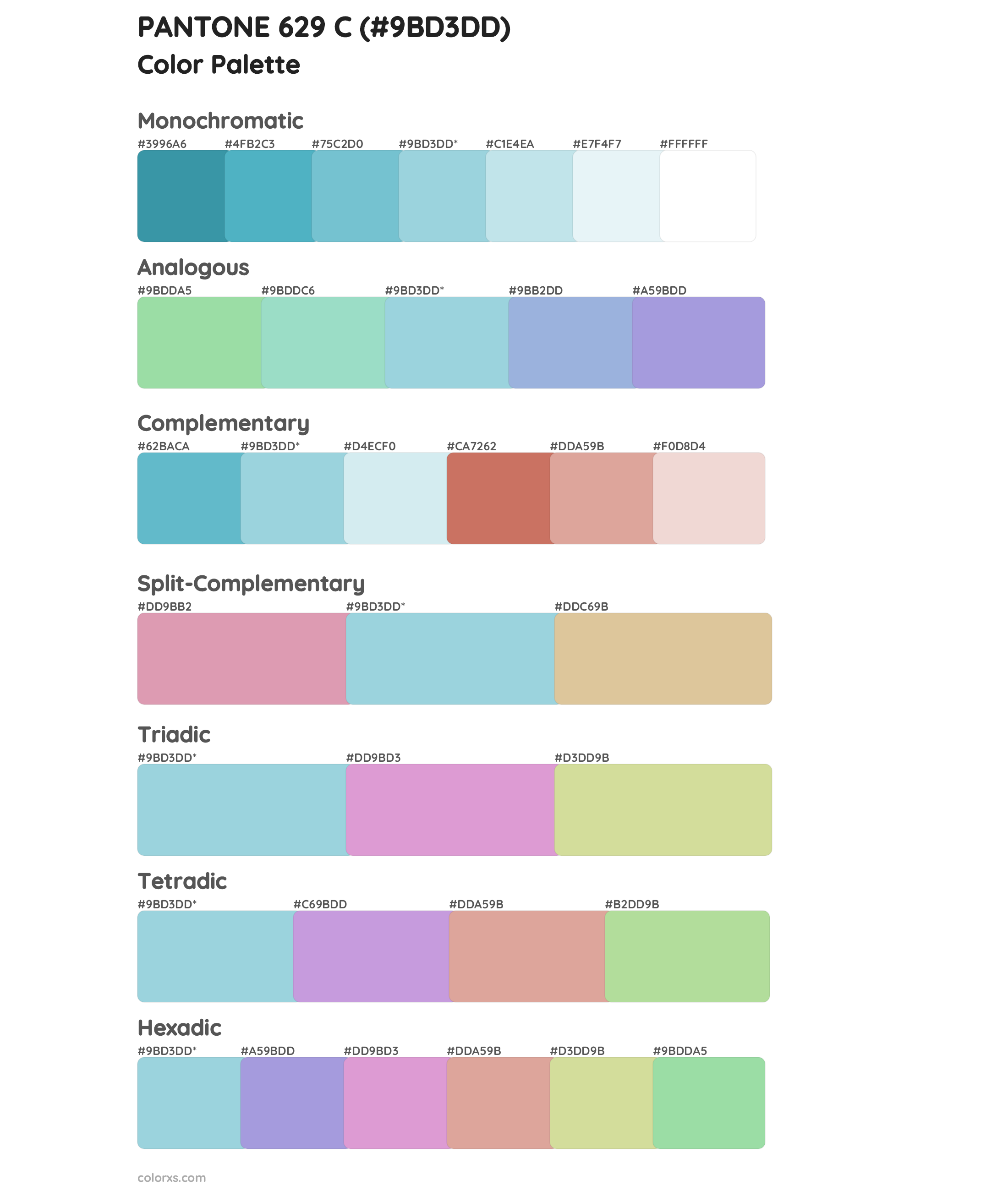 PANTONE 629 C Color Scheme Palettes