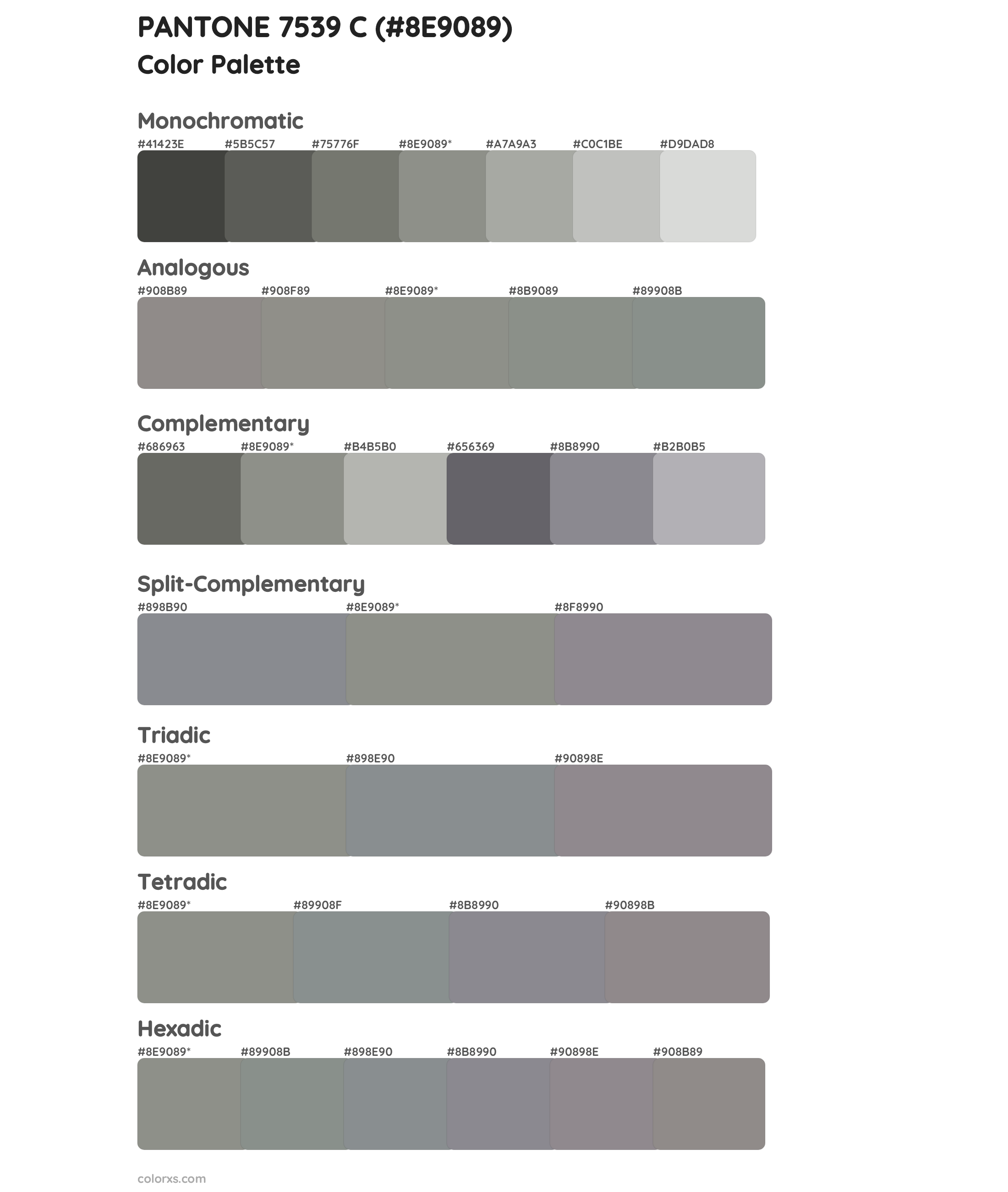 PANTONE 7539 C Color Scheme Palettes