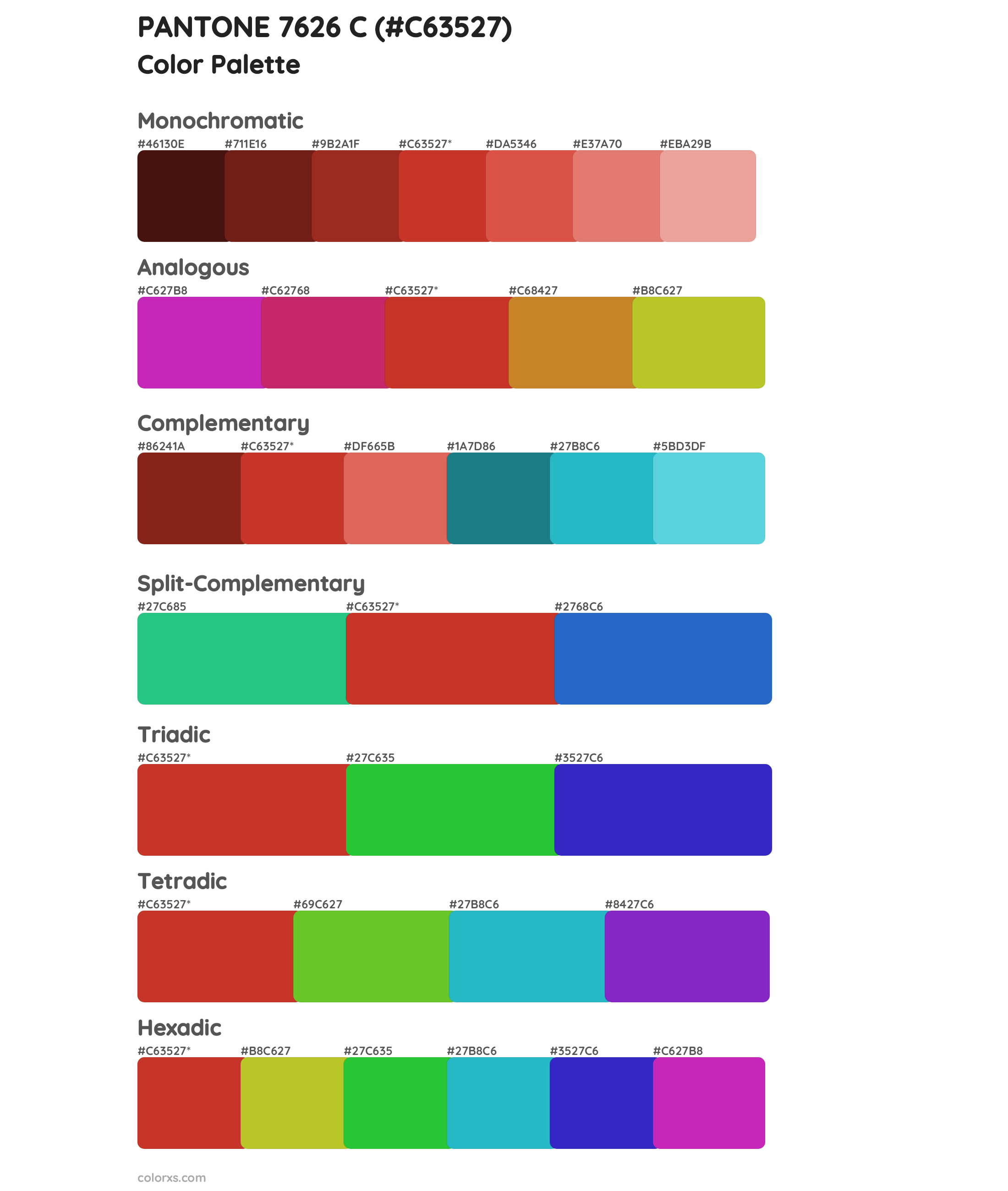 PANTONE 7626 C Color Scheme Palettes