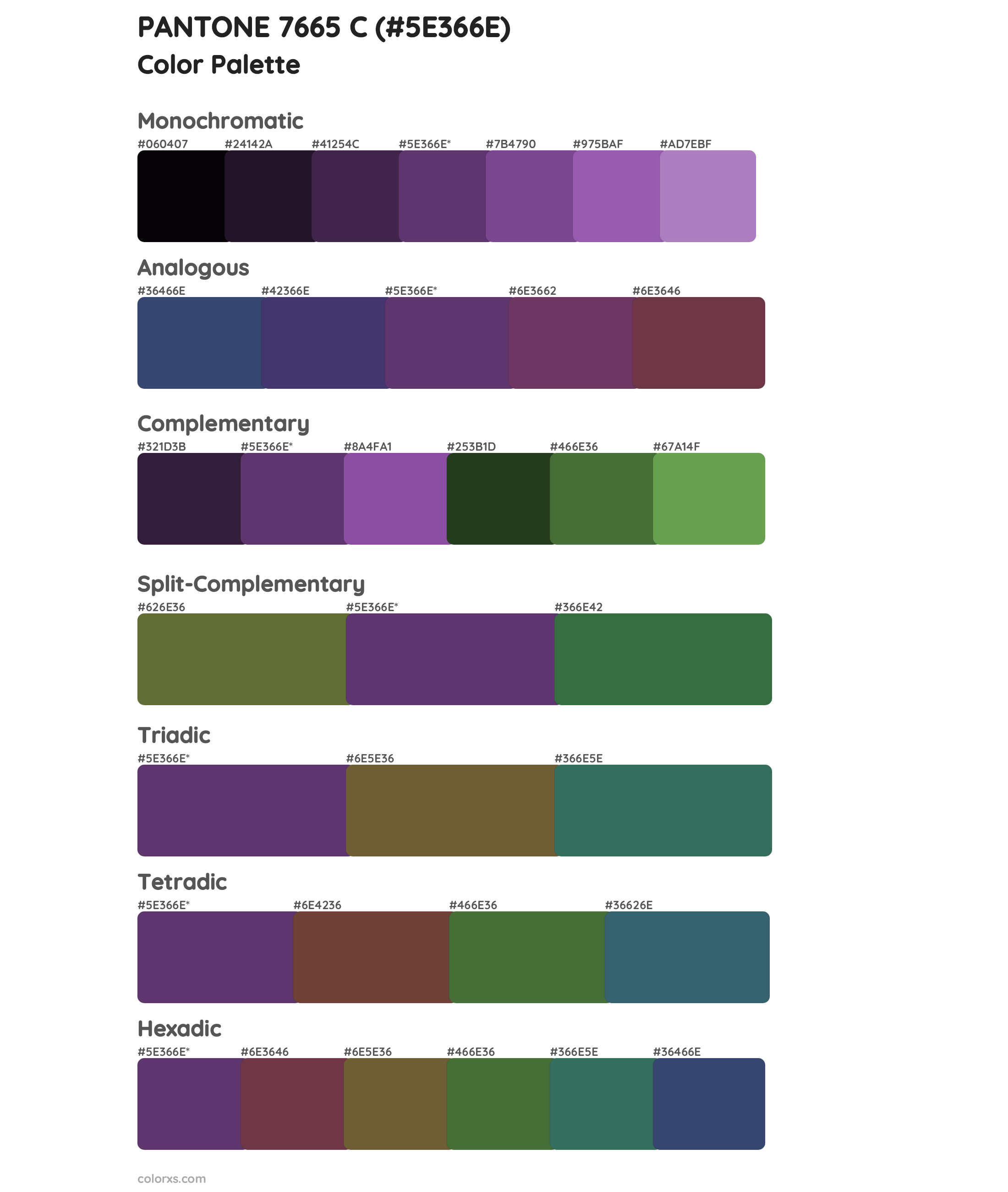 PANTONE 7665 C Color Scheme Palettes