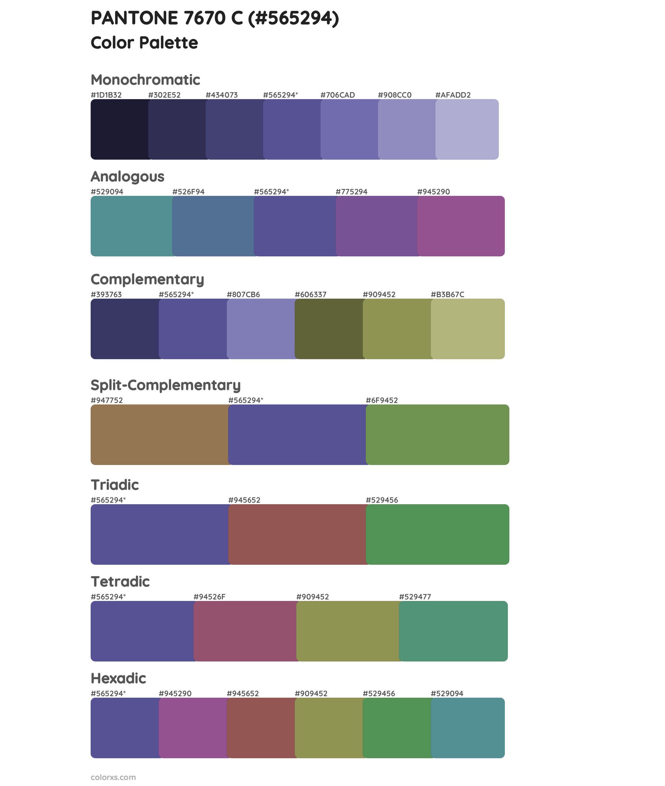 PANTONE 7670 C Color Scheme Palettes