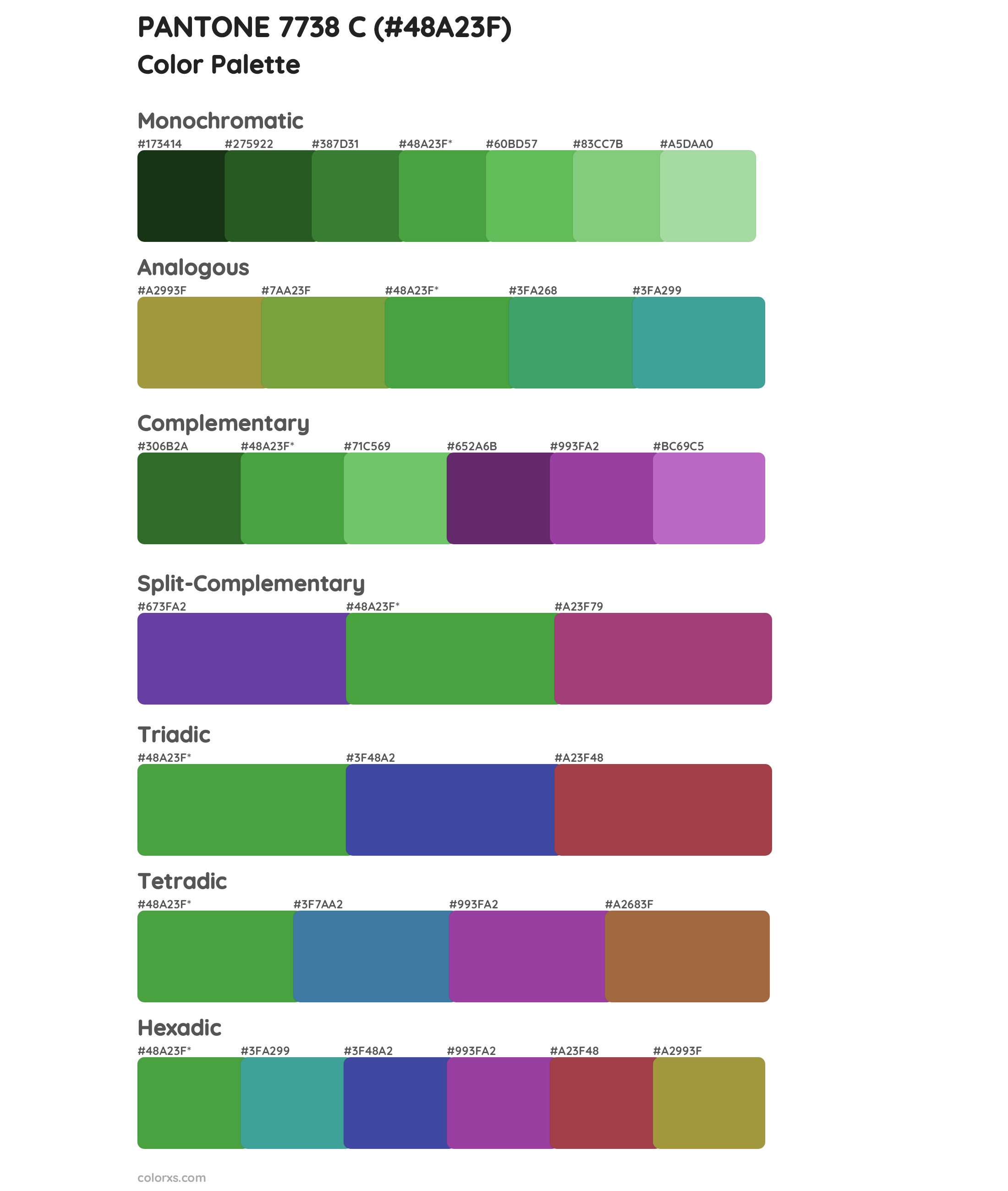 PANTONE 7738 C Color Scheme Palettes