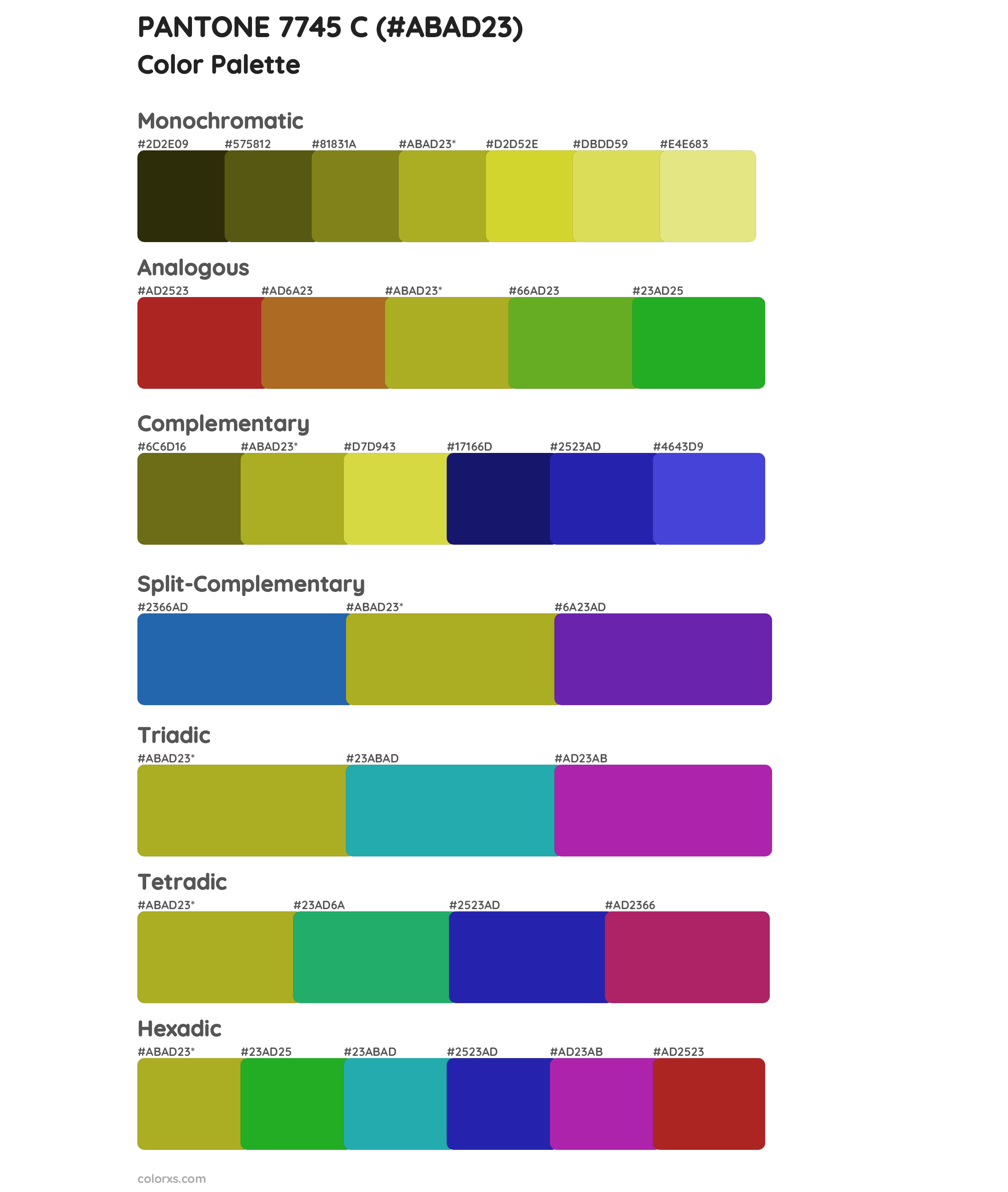 PANTONE 7745 C Color Scheme Palettes