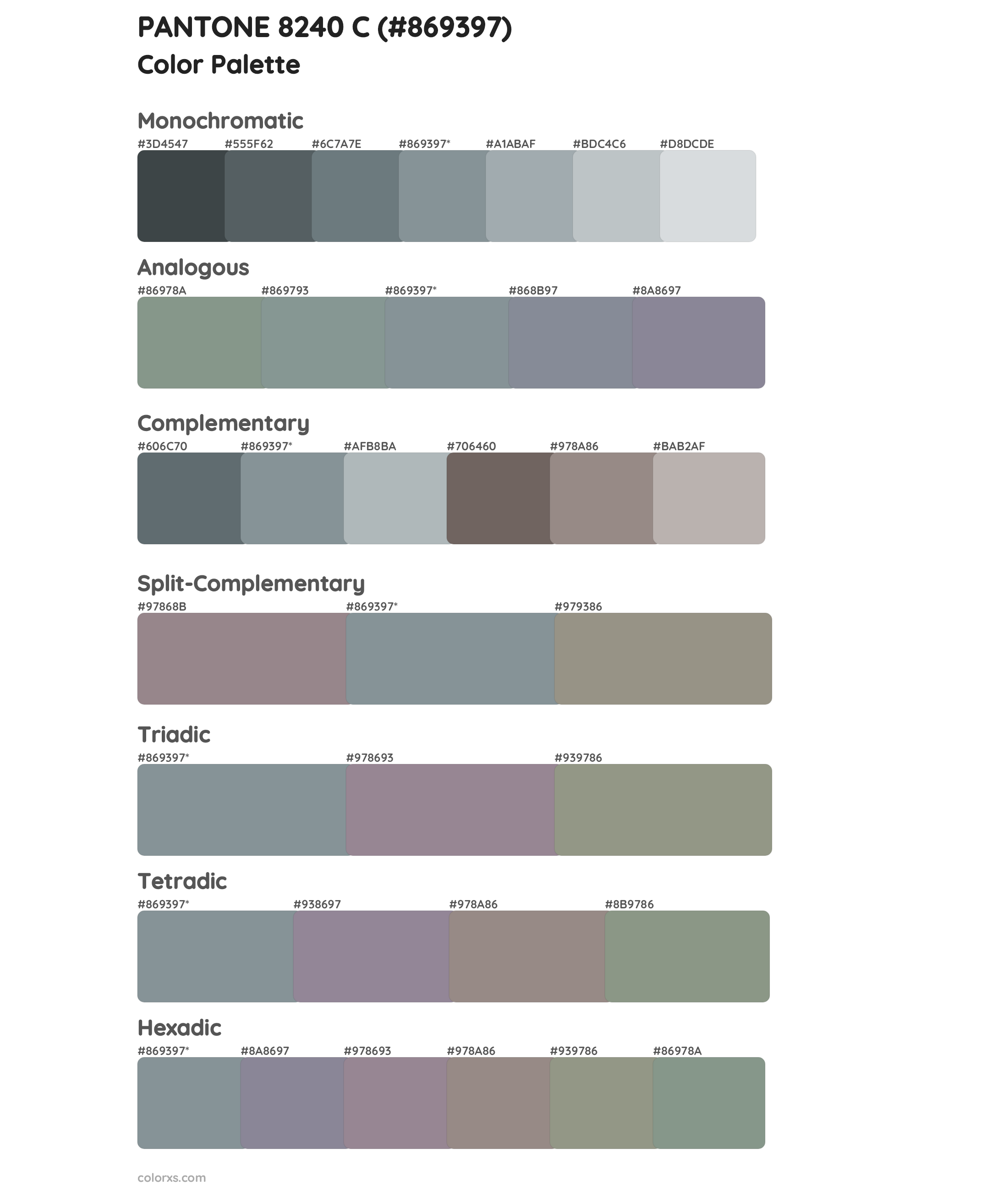 PANTONE 8240 C Color Scheme Palettes