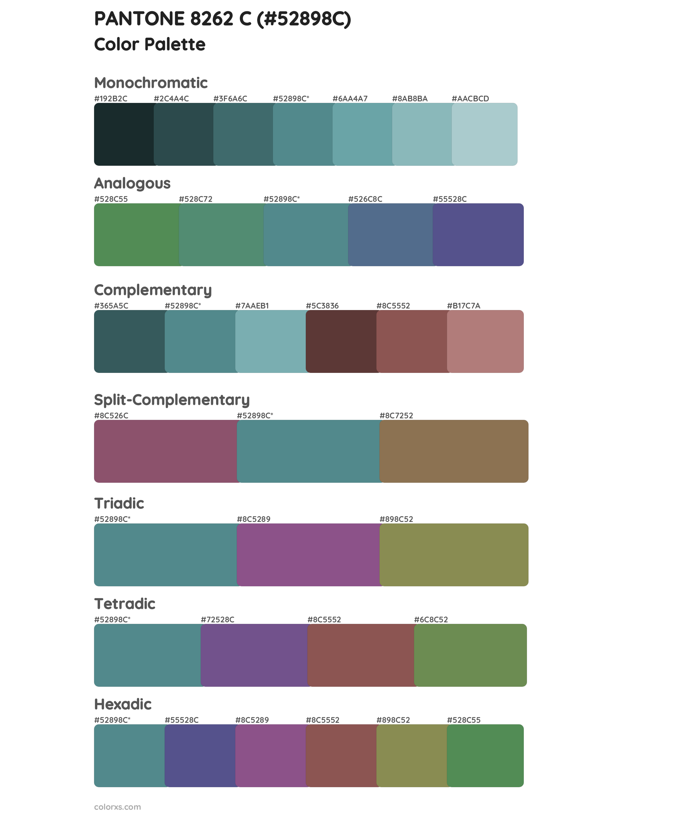 PANTONE 8262 C Color Scheme Palettes