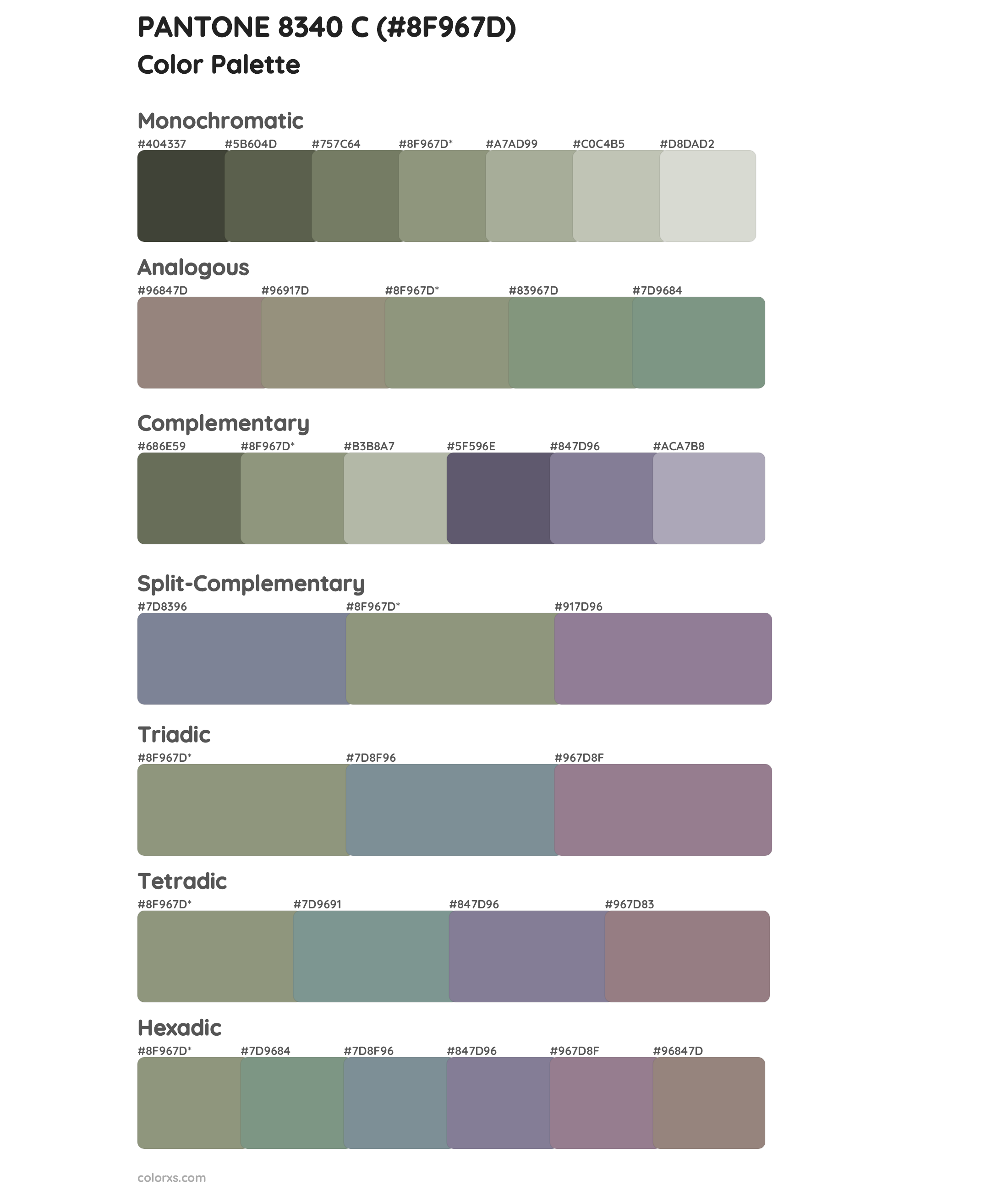 PANTONE 8340 C Color Scheme Palettes