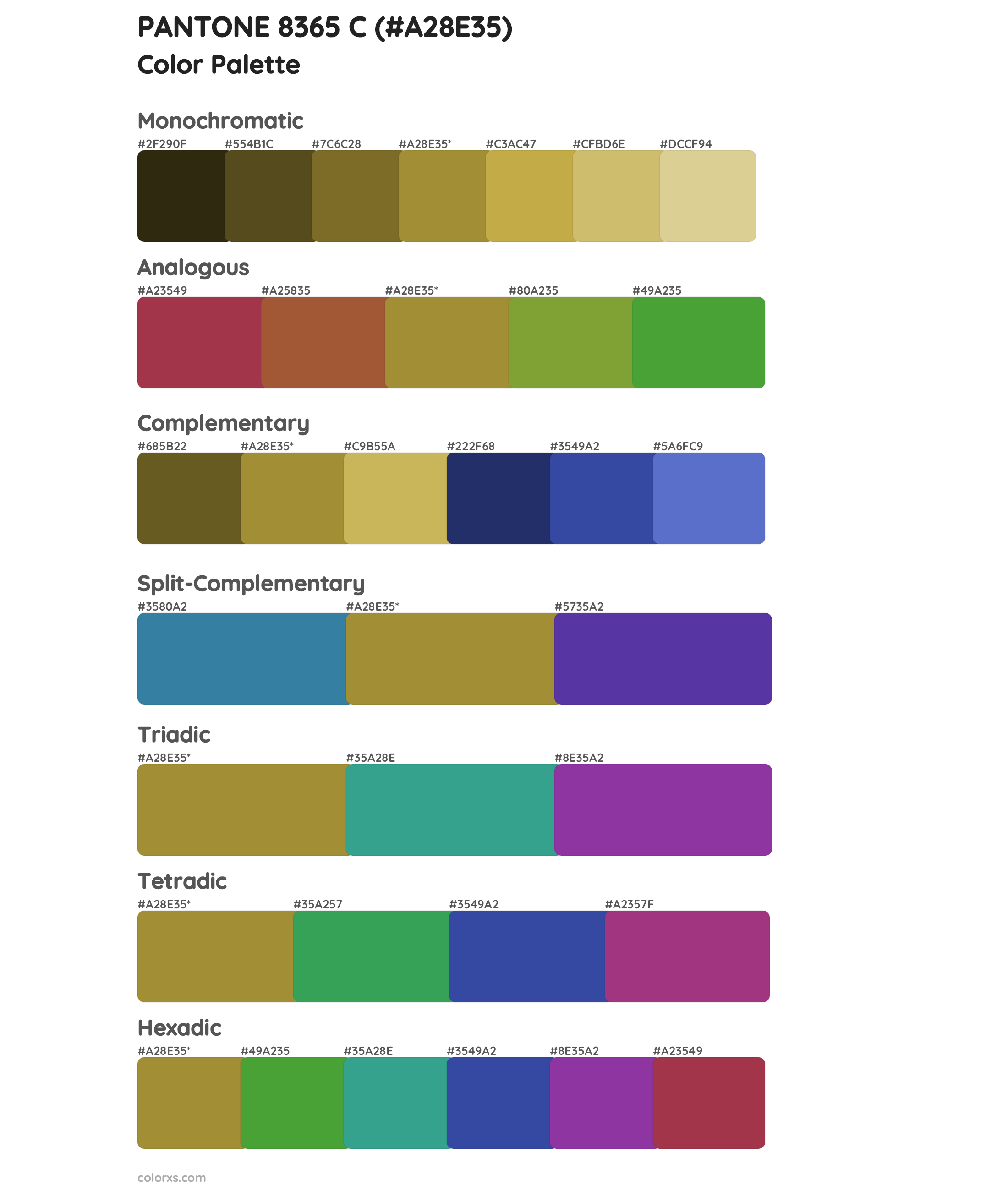 PANTONE 8365 C Color Scheme Palettes