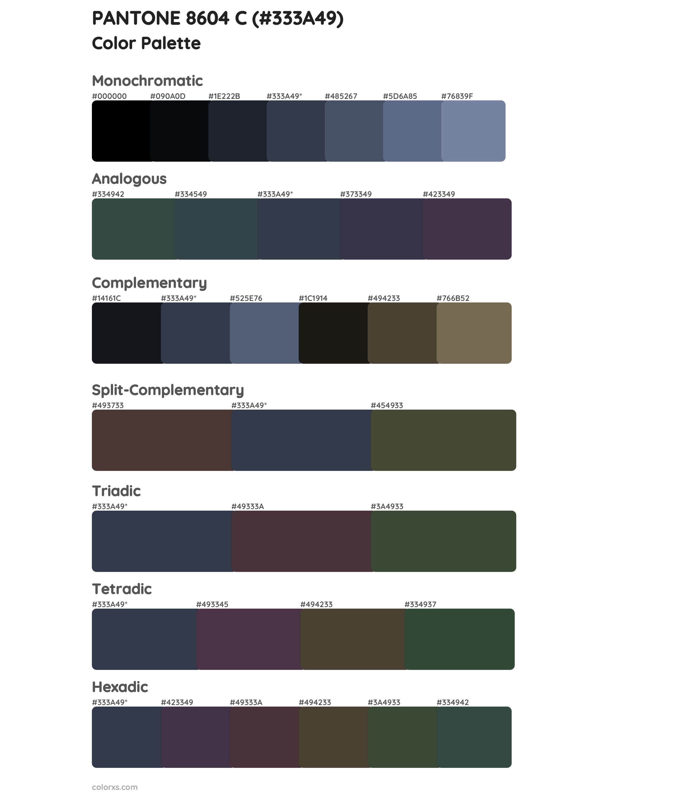 PANTONE 8604 C Color Scheme Palettes