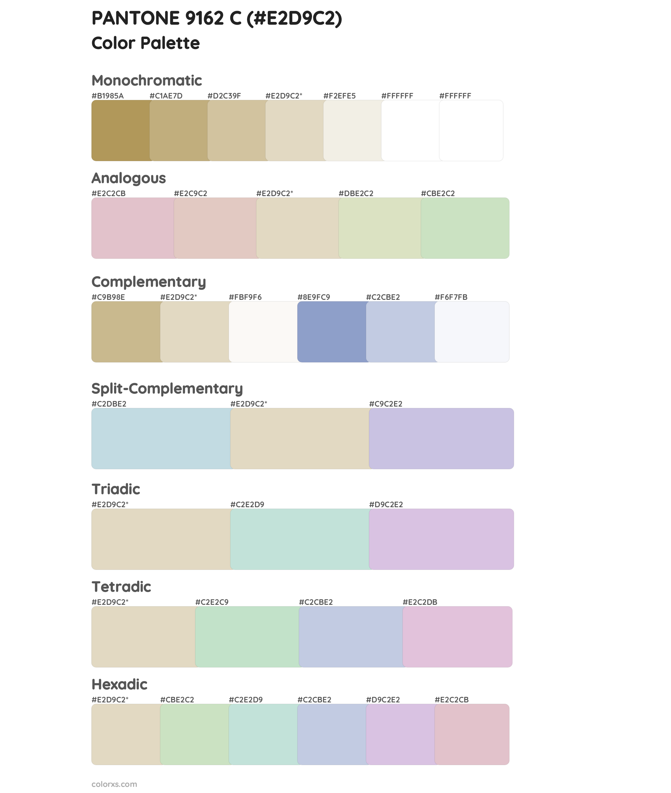 PANTONE 9162 C Color Scheme Palettes