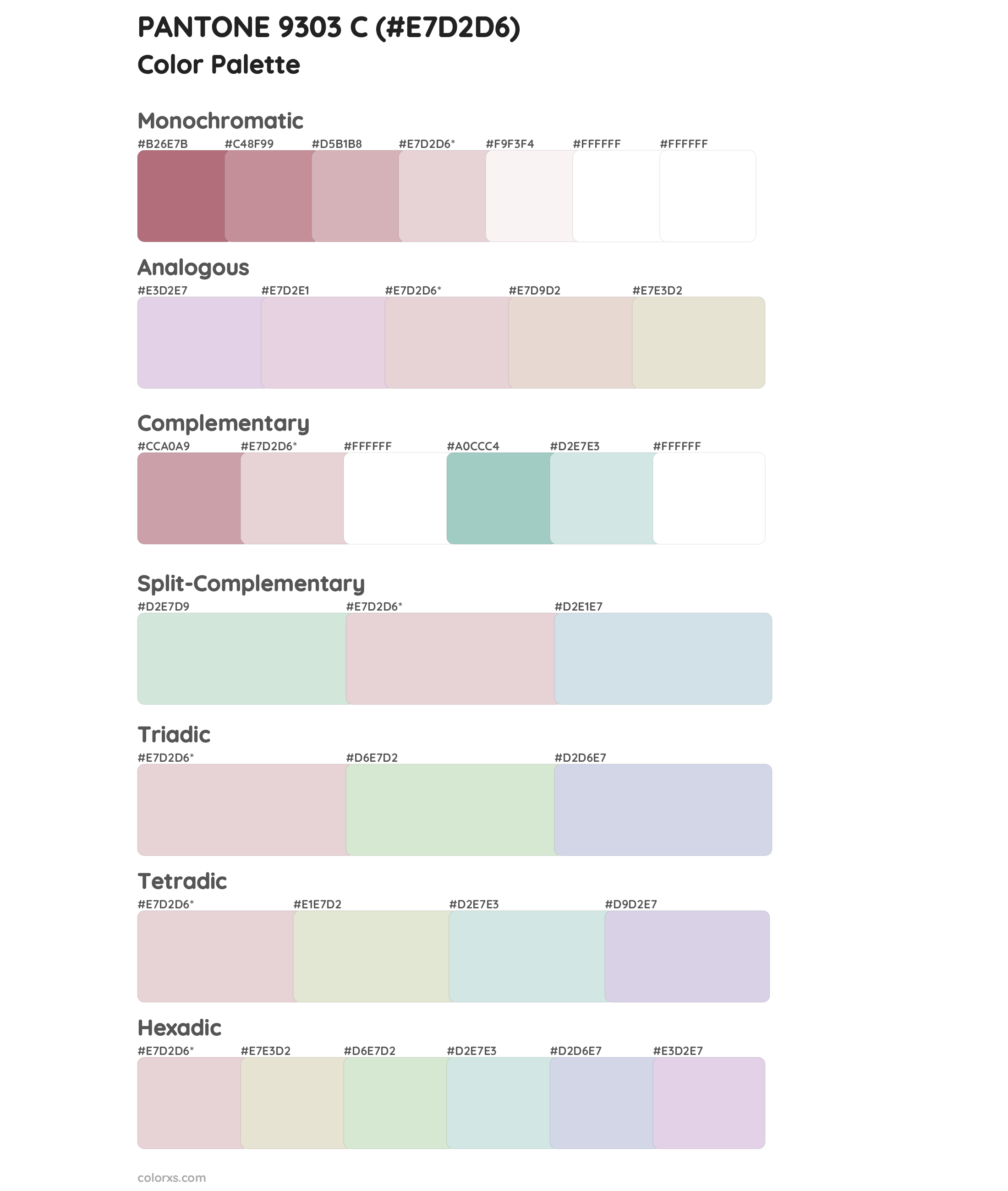 PANTONE 9303 C Color Scheme Palettes