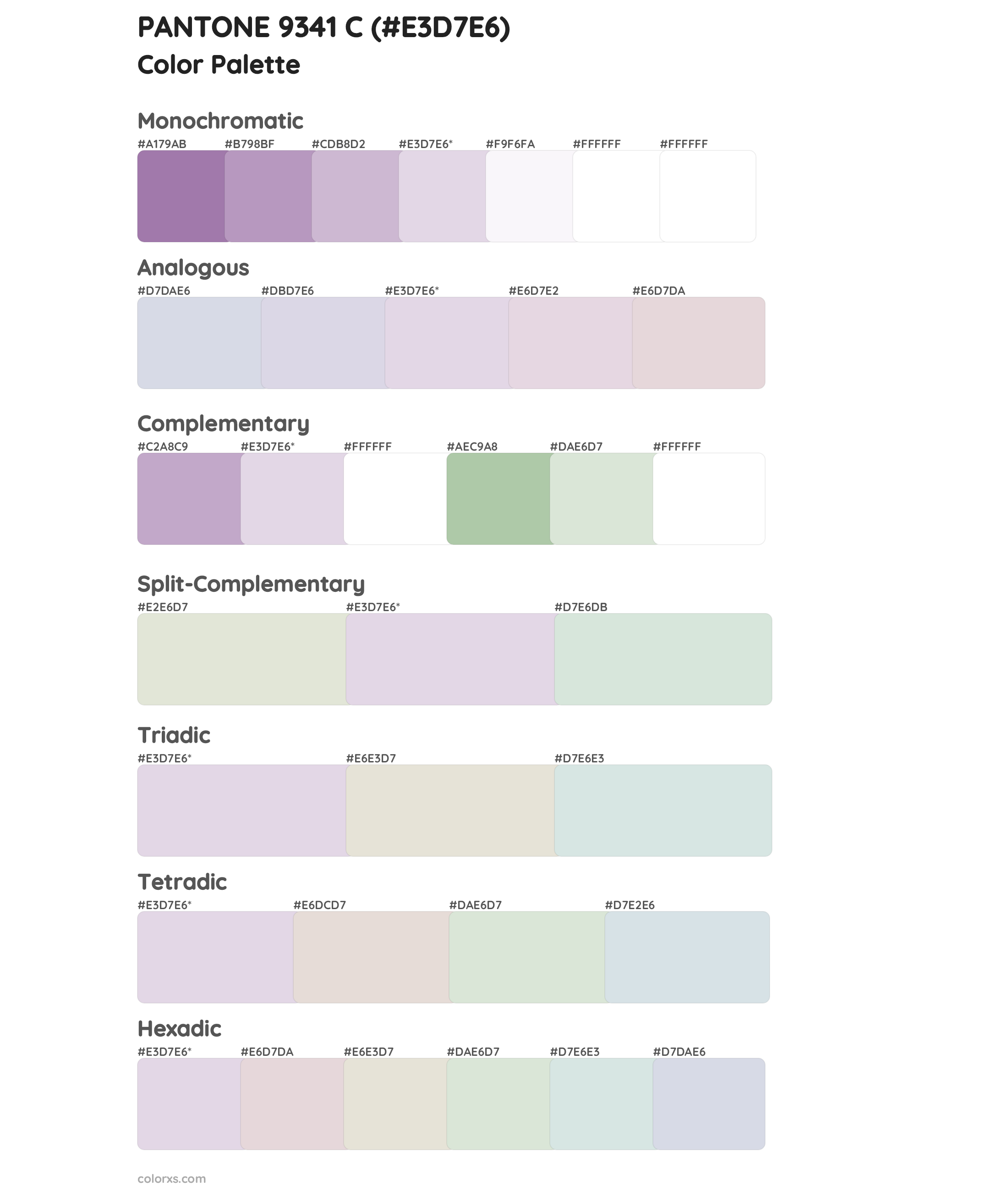 PANTONE 9341 C Color Scheme Palettes