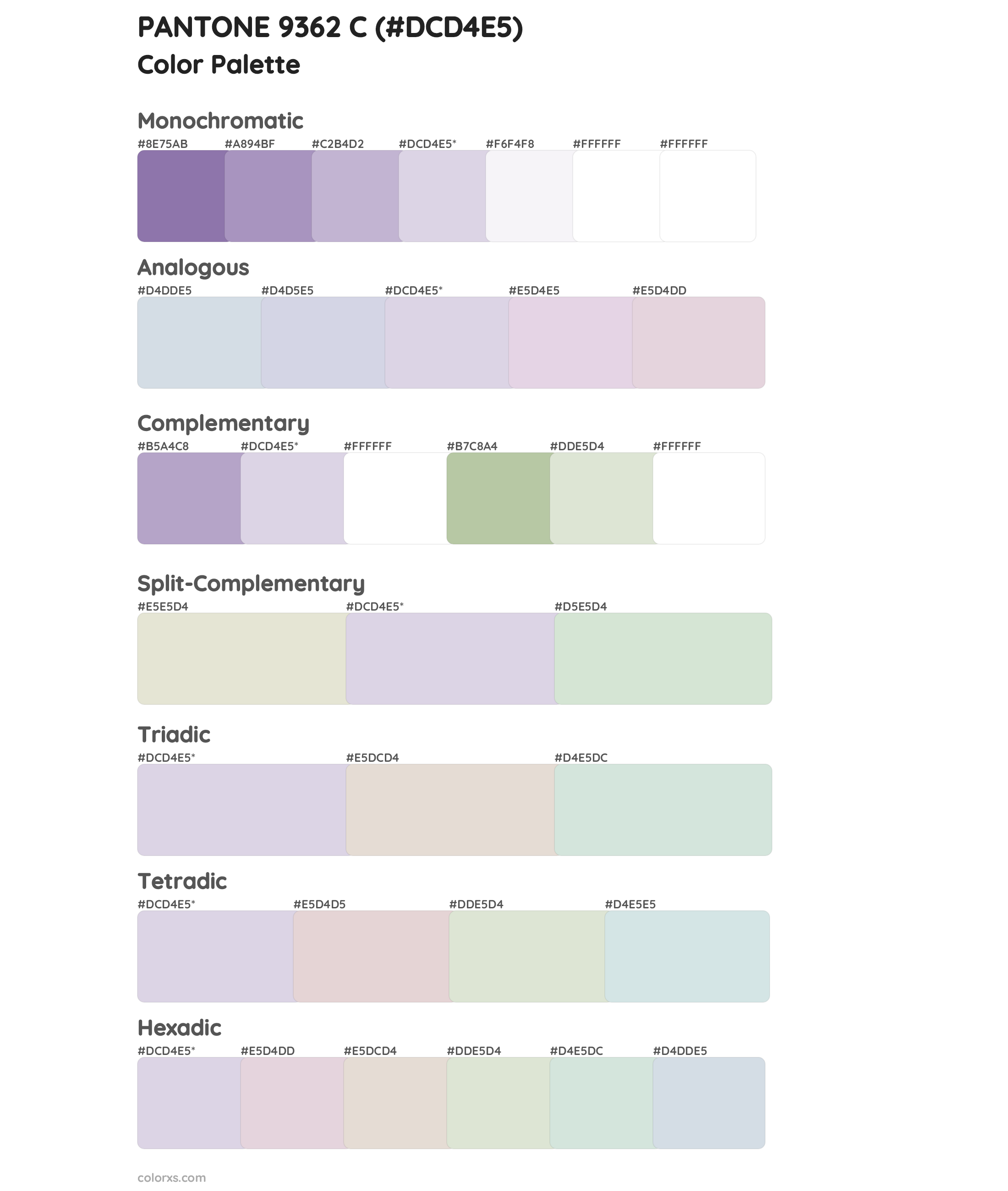 PANTONE 9362 C Color Scheme Palettes