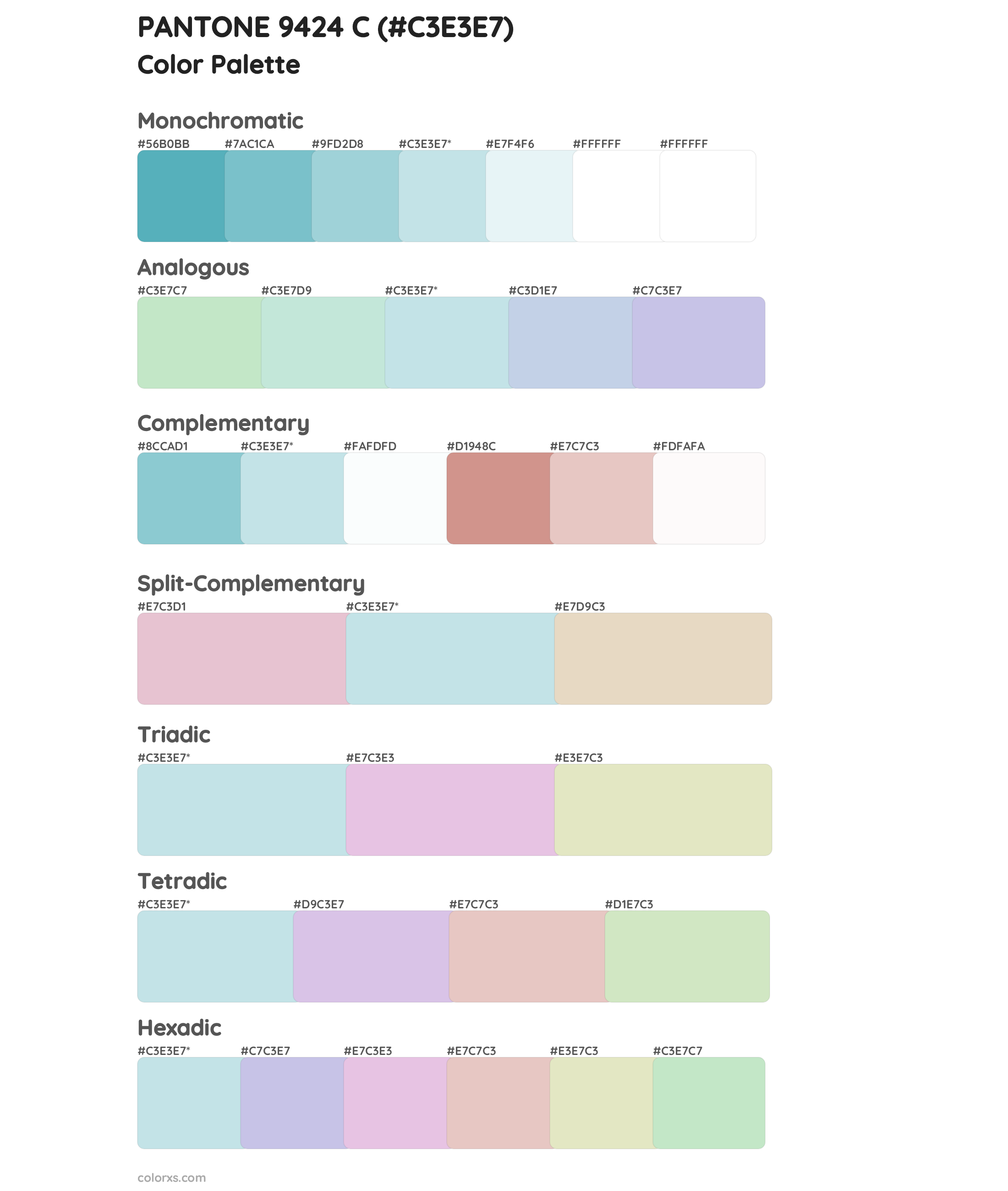 PANTONE 9424 C Color Scheme Palettes