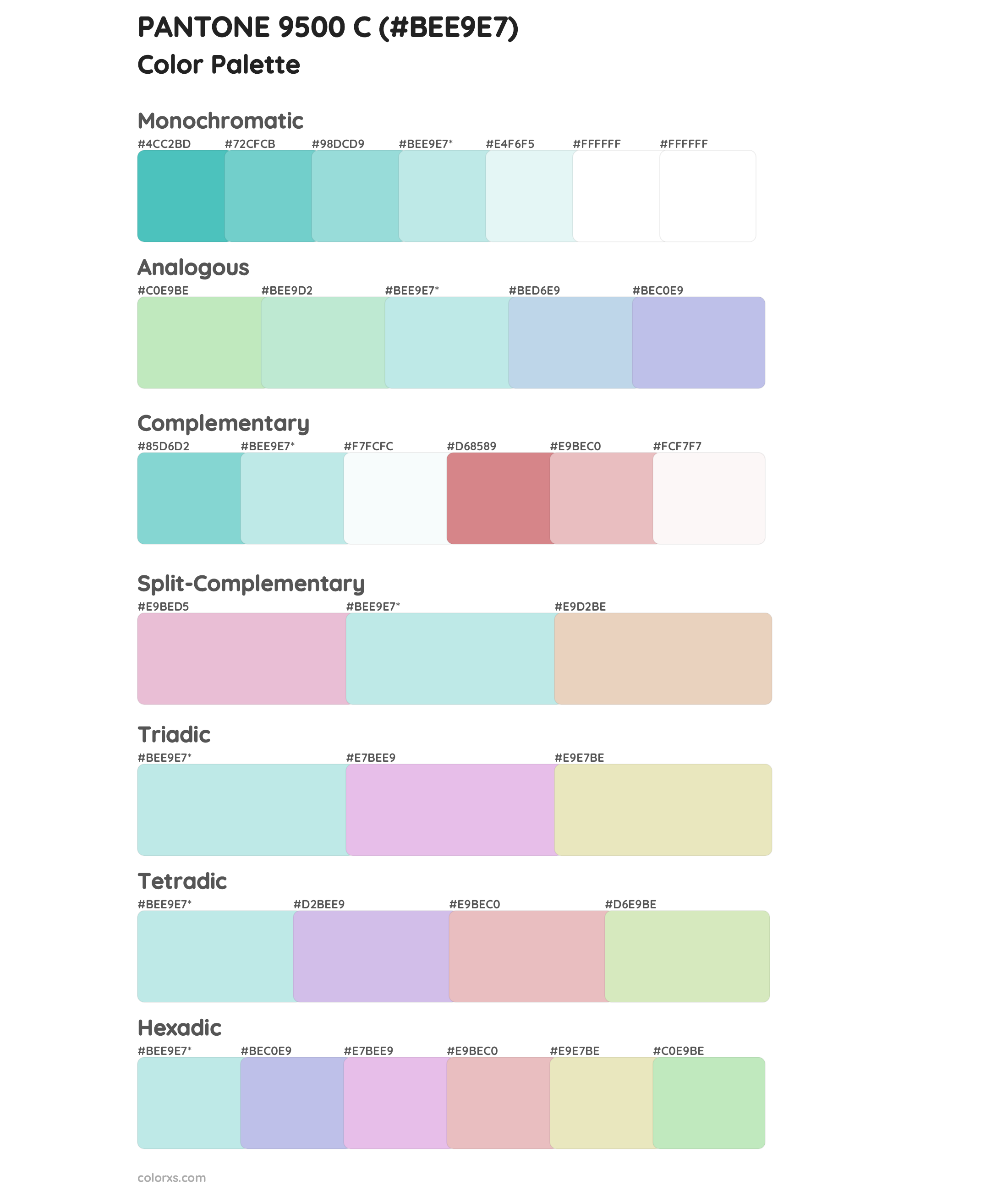 PANTONE 9500 C Color Scheme Palettes