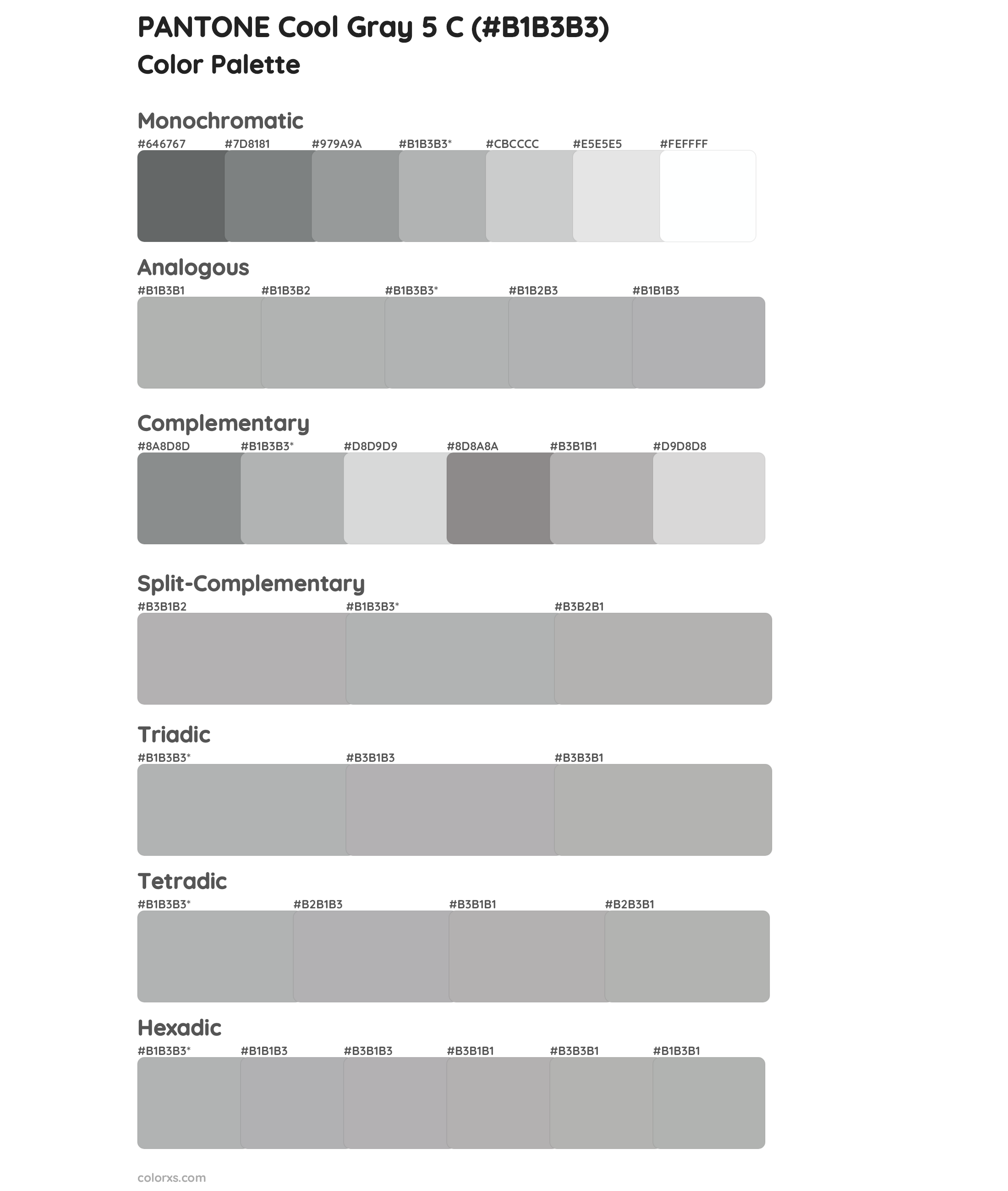 PANTONE Cool Gray 5 C Color Scheme Palettes