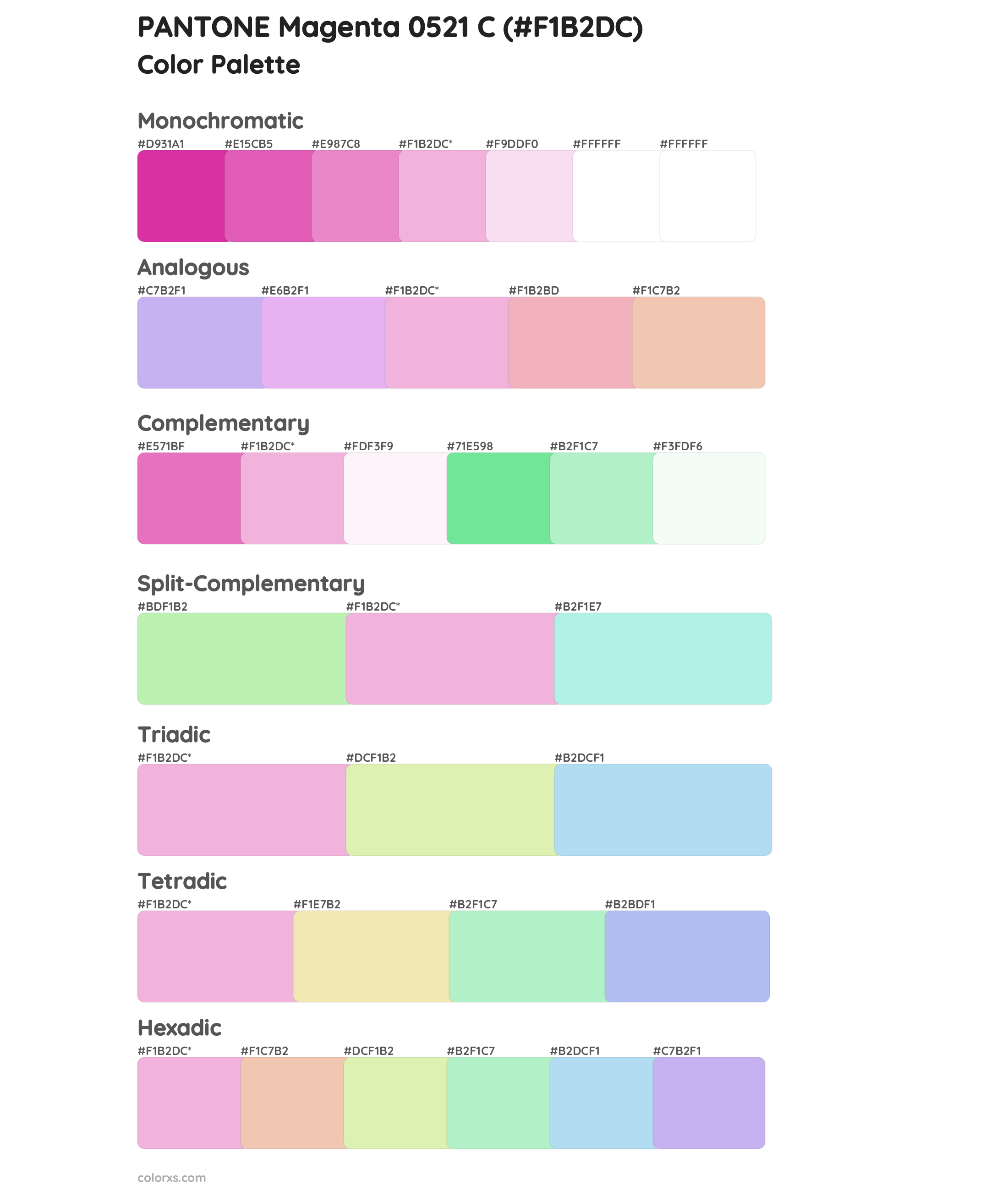 PANTONE Magenta 0521 C Color Scheme Palettes