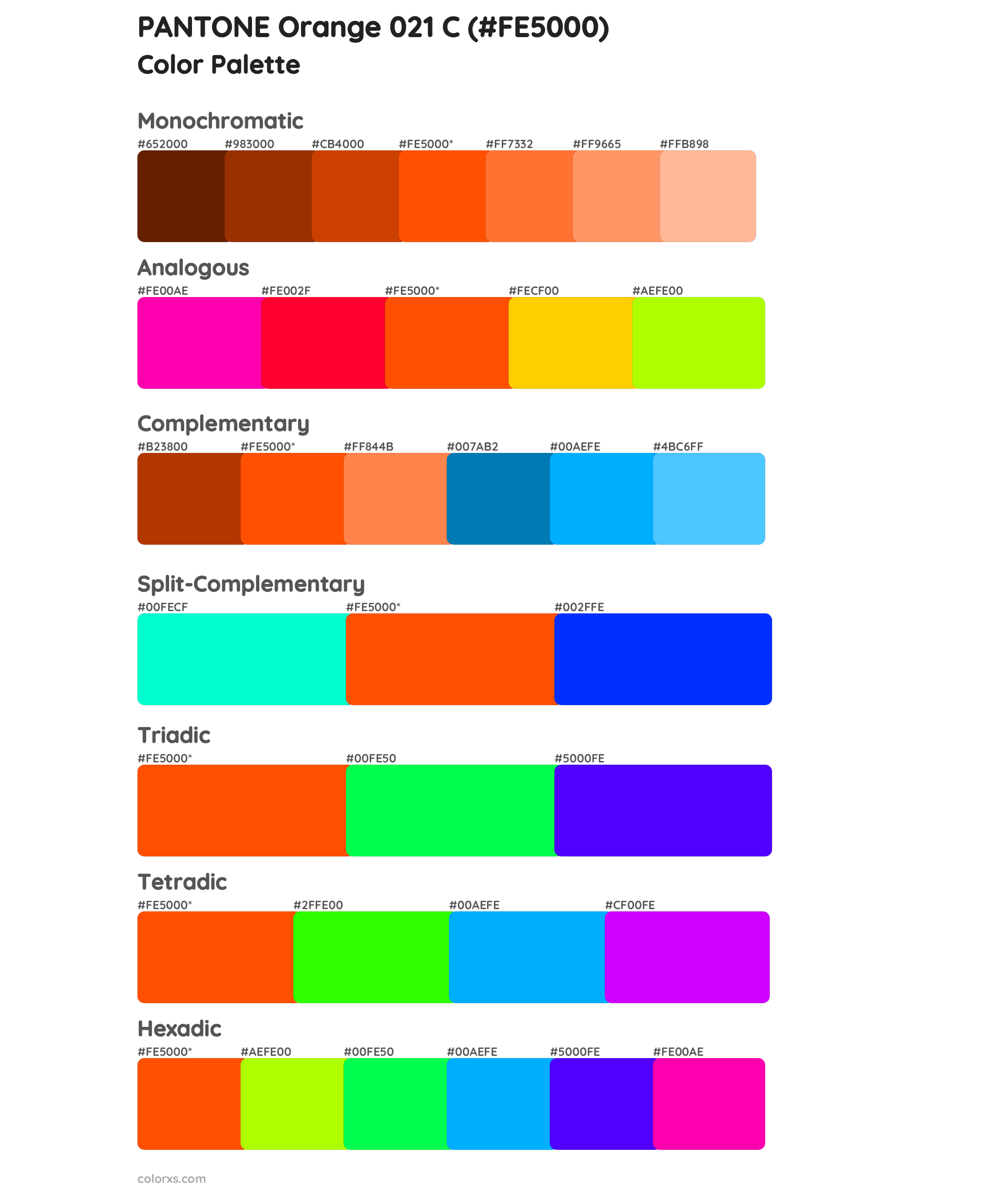 PANTONE Orange 021 C Color Scheme Palettes