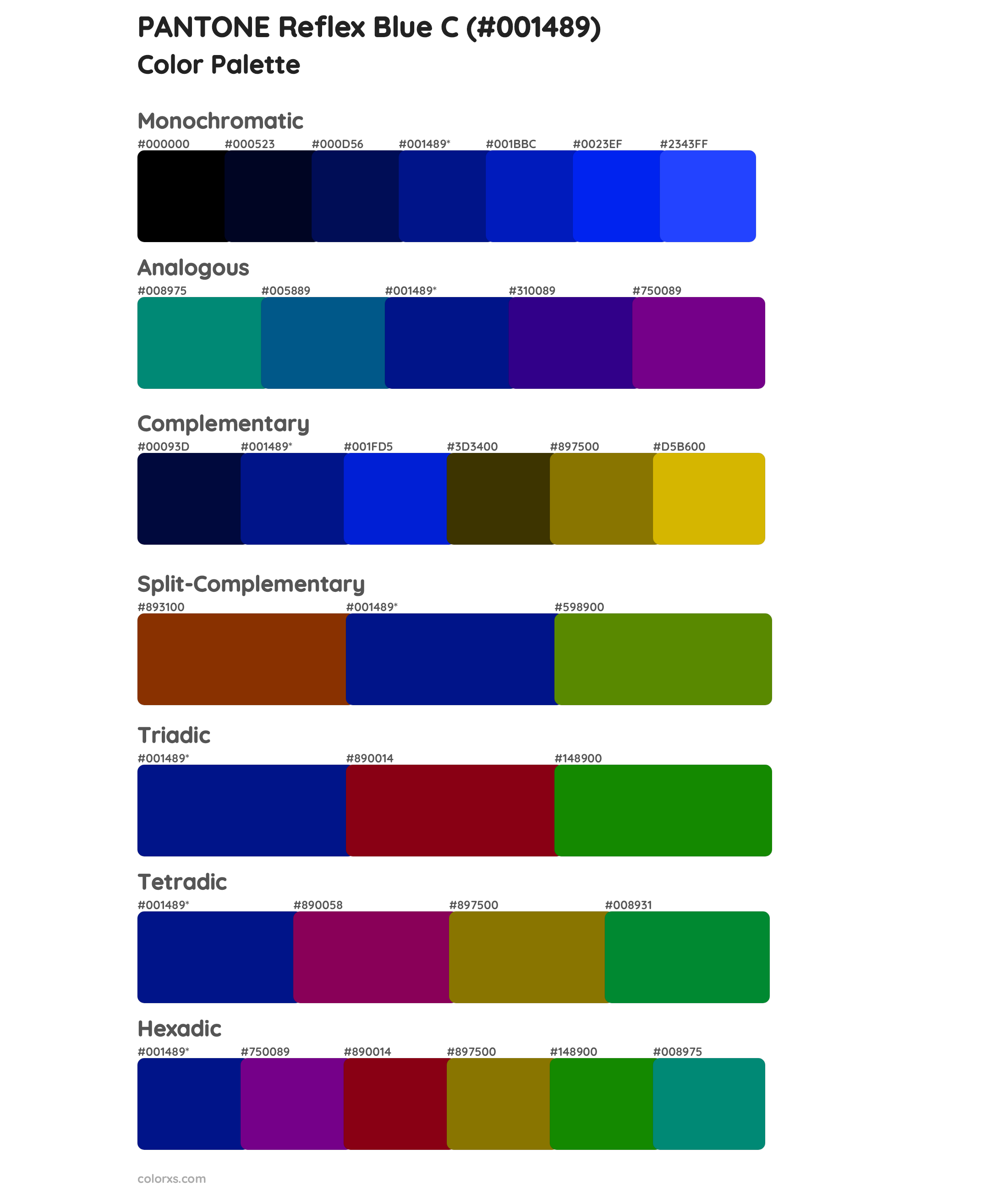 Reflex Blue Pantone Color Chart | www.designinte.com
