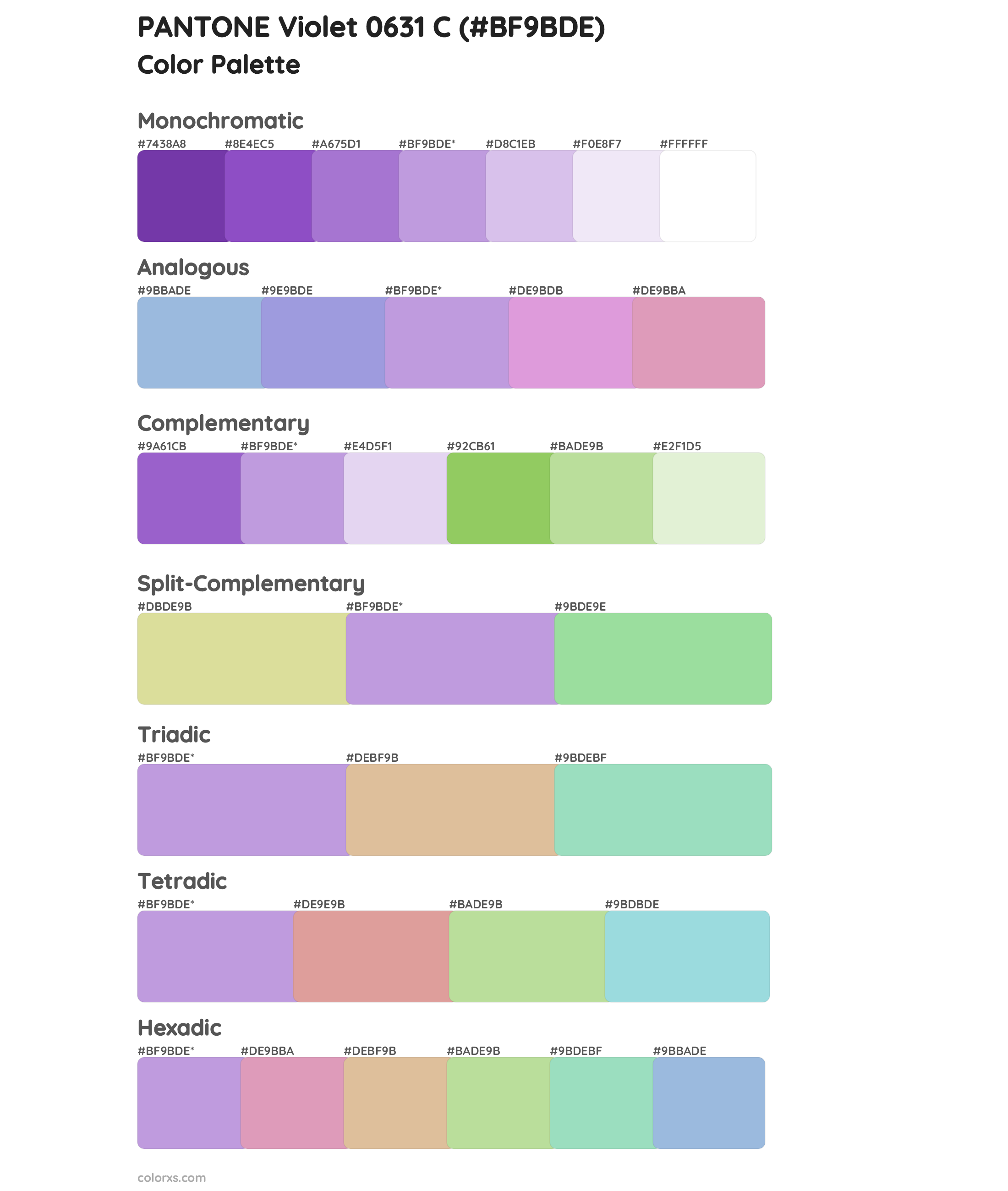 PANTONE Violet 0631 C Color Scheme Palettes