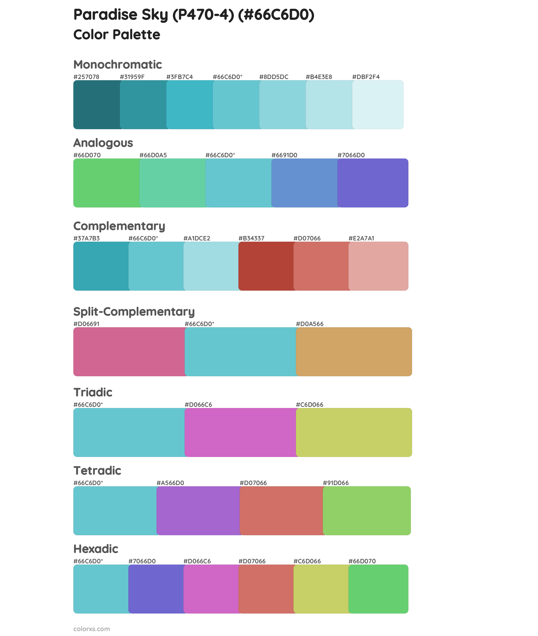 Paradise Sky (P470-4) Color Scheme Palettes