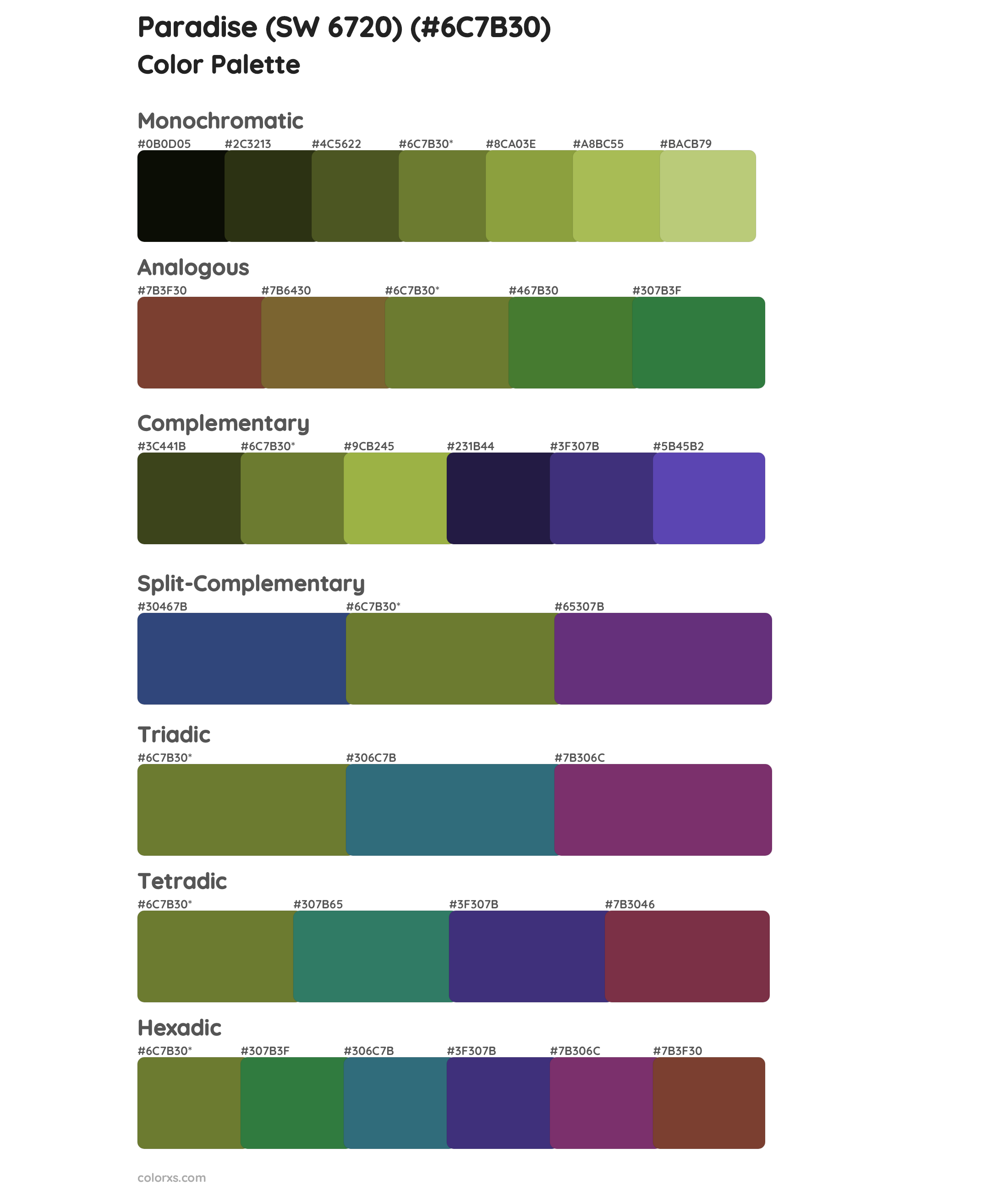 Paradise (SW 6720) Color Scheme Palettes