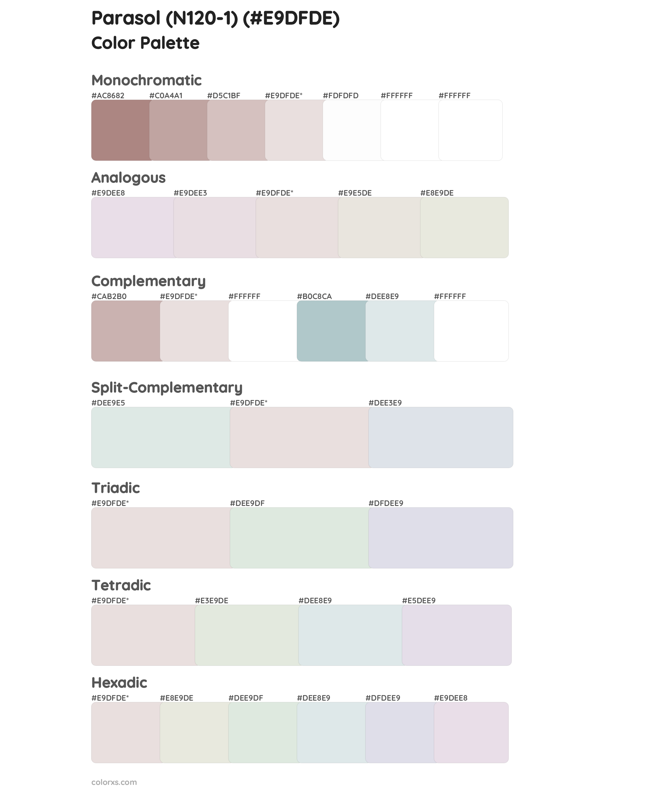 Parasol (N120-1) Color Scheme Palettes