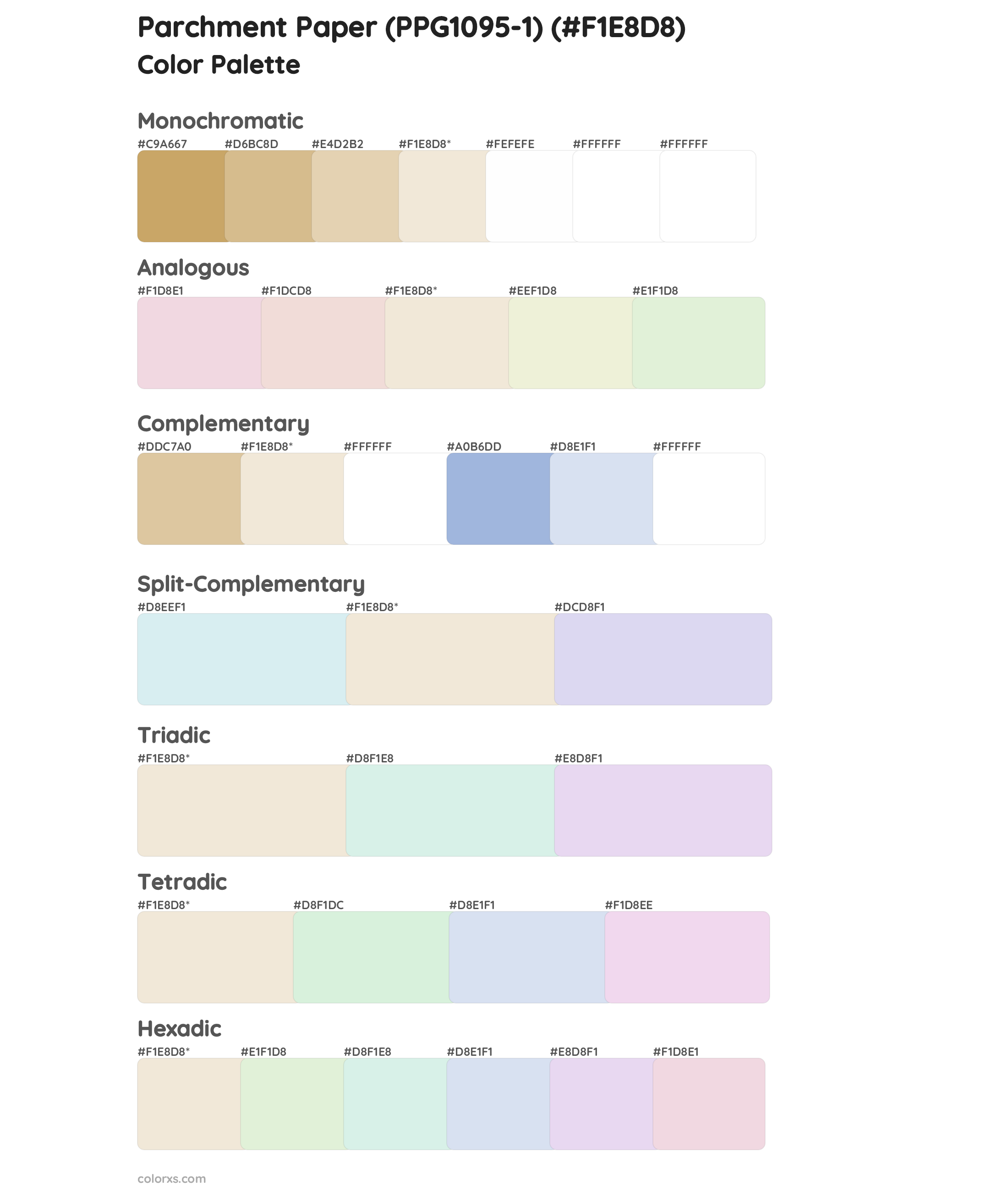 Parchment Paper (PPG1095-1) Color Scheme Palettes