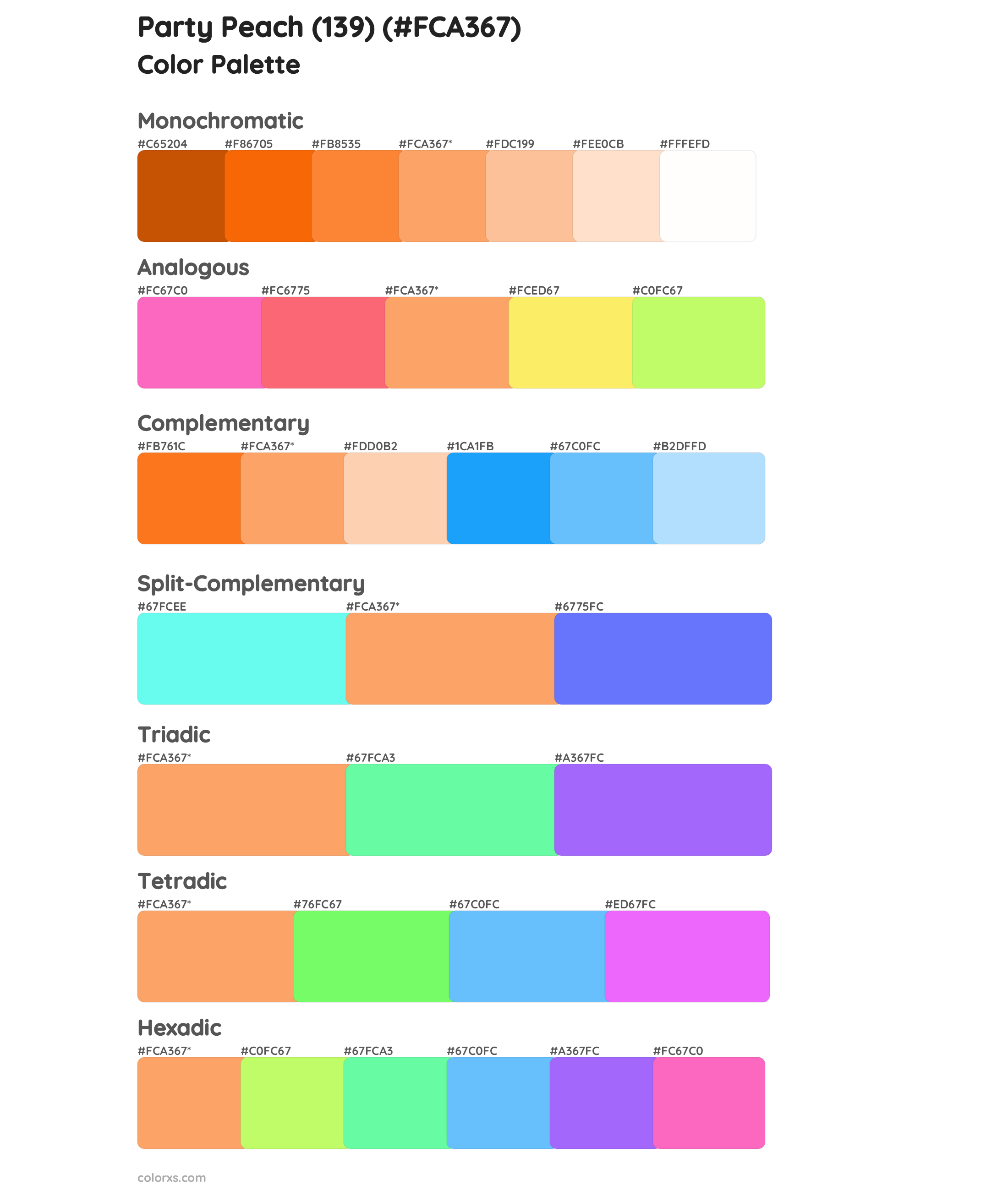 Party Peach (139) Color Scheme Palettes