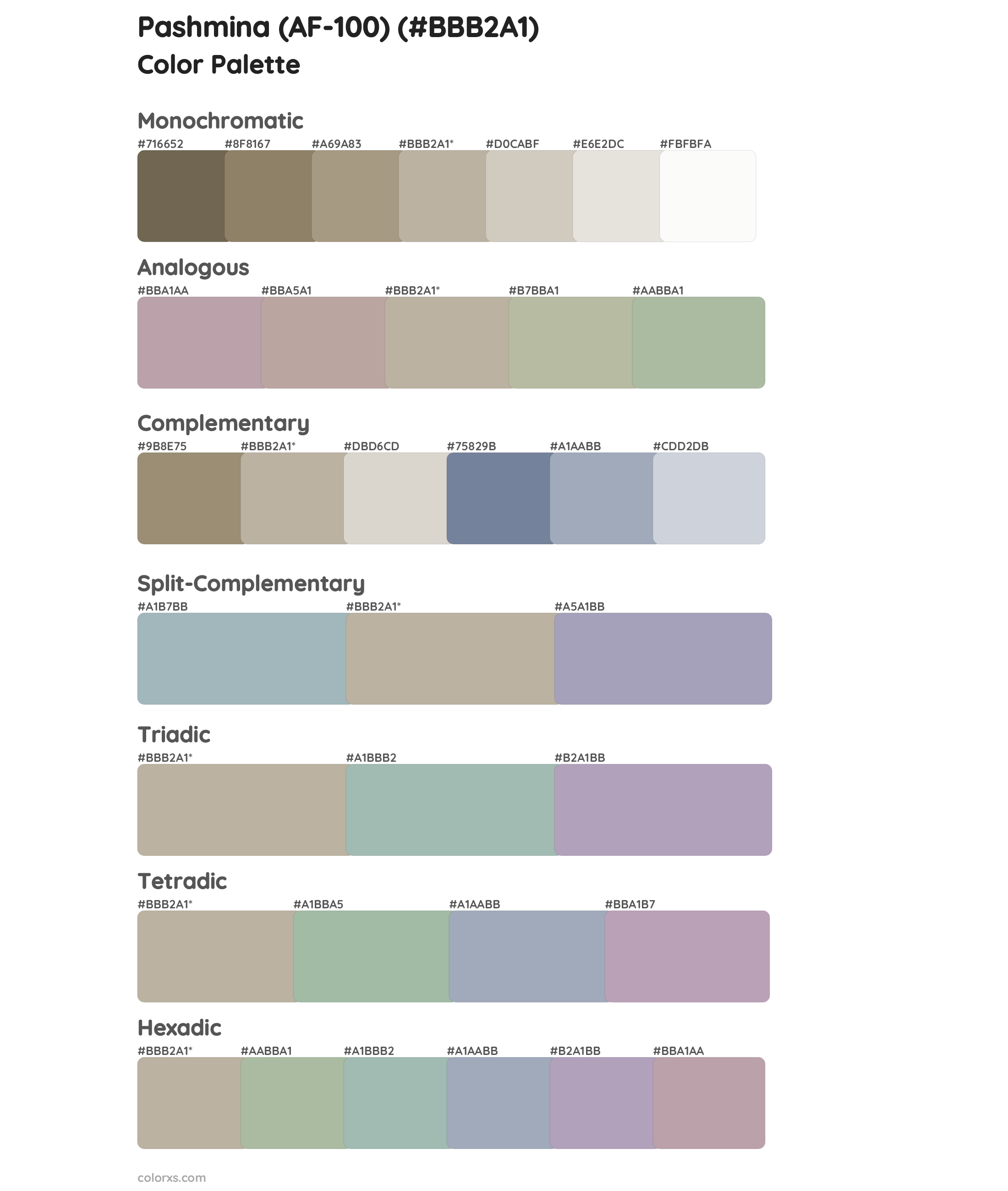 Pashmina (AF-100) Color Scheme Palettes