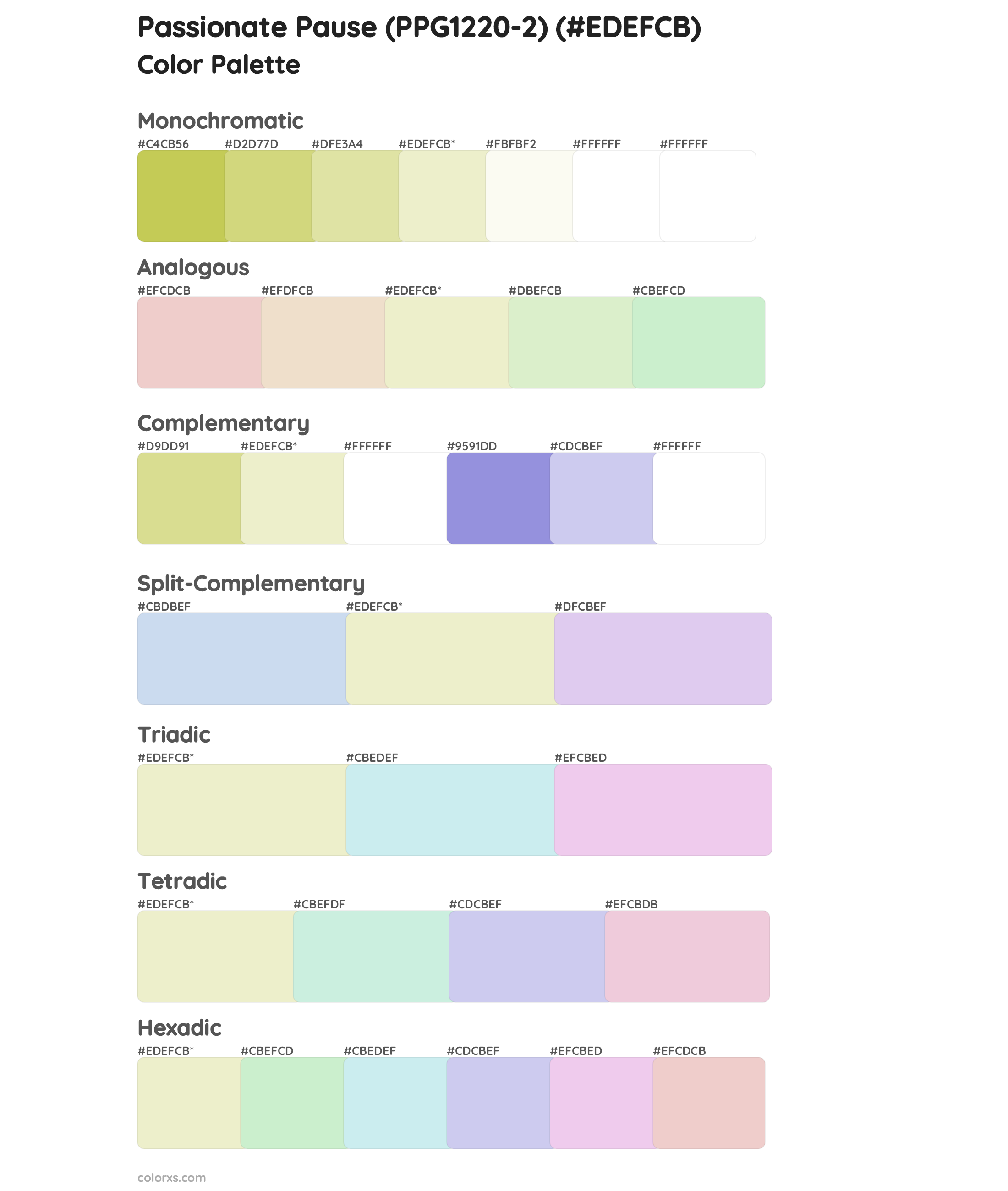 Passionate Pause (PPG1220-2) Color Scheme Palettes