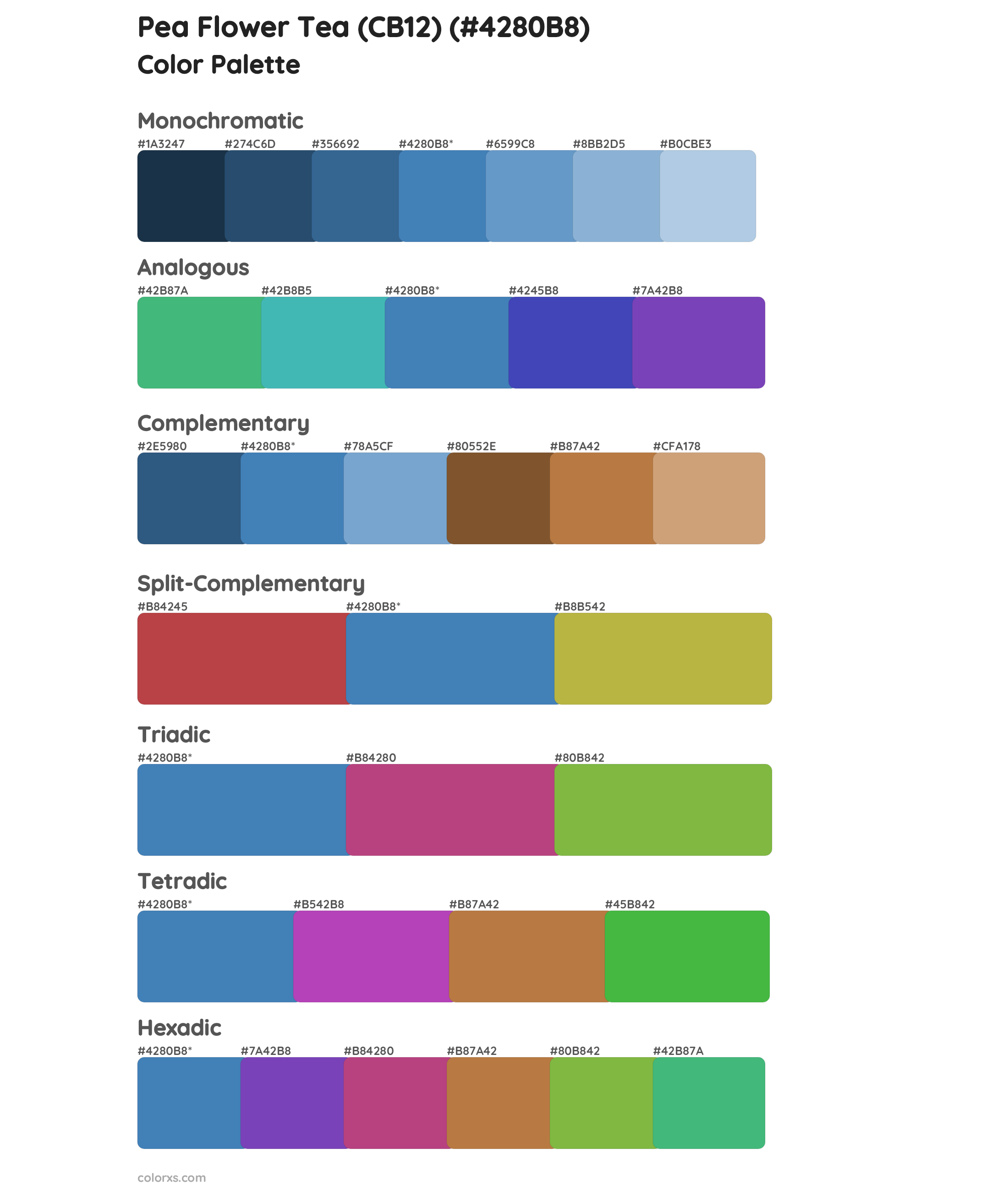 Pea Flower Tea (CB12) Color Scheme Palettes