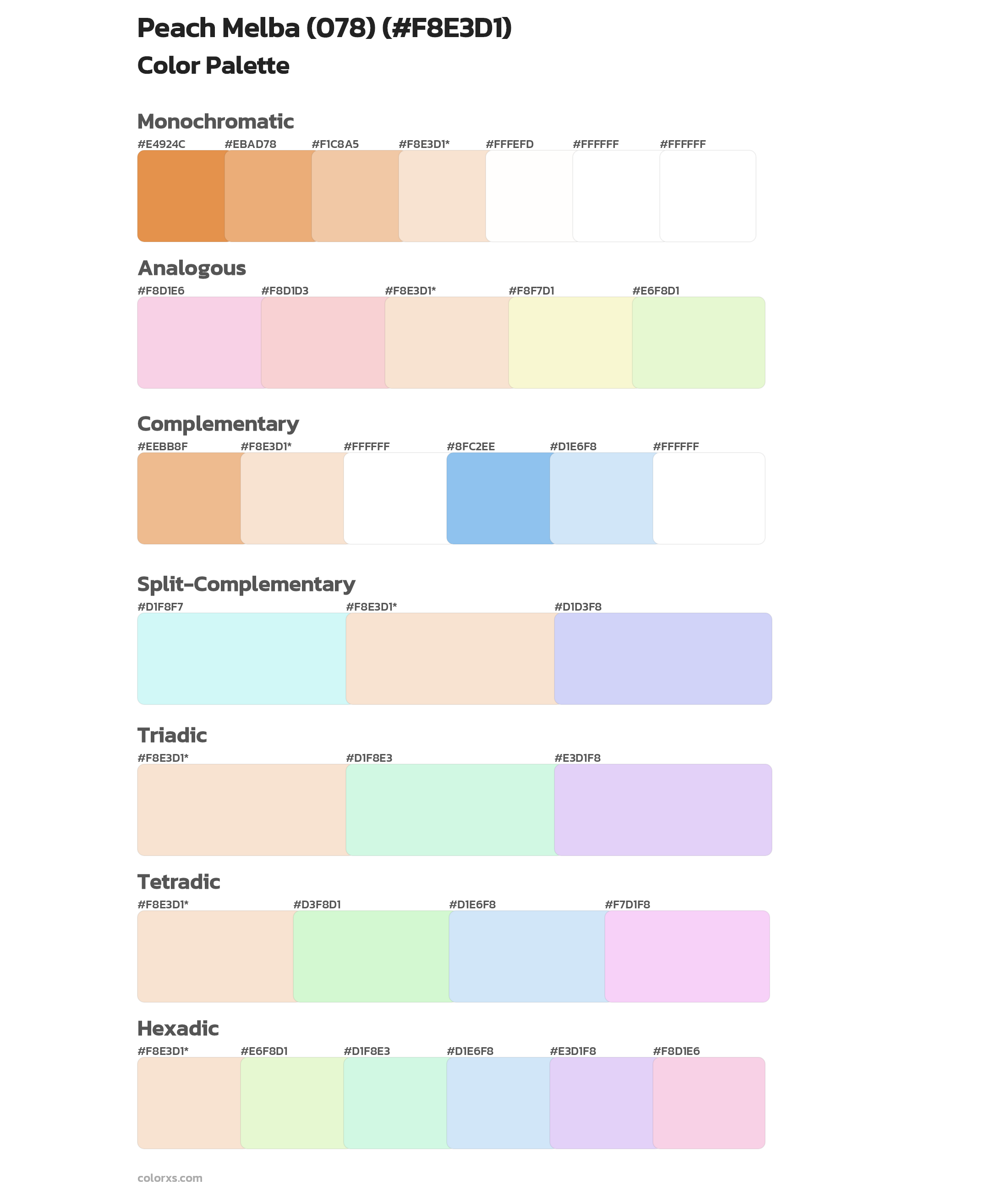 Peach Melba (078) Color Scheme Palettes