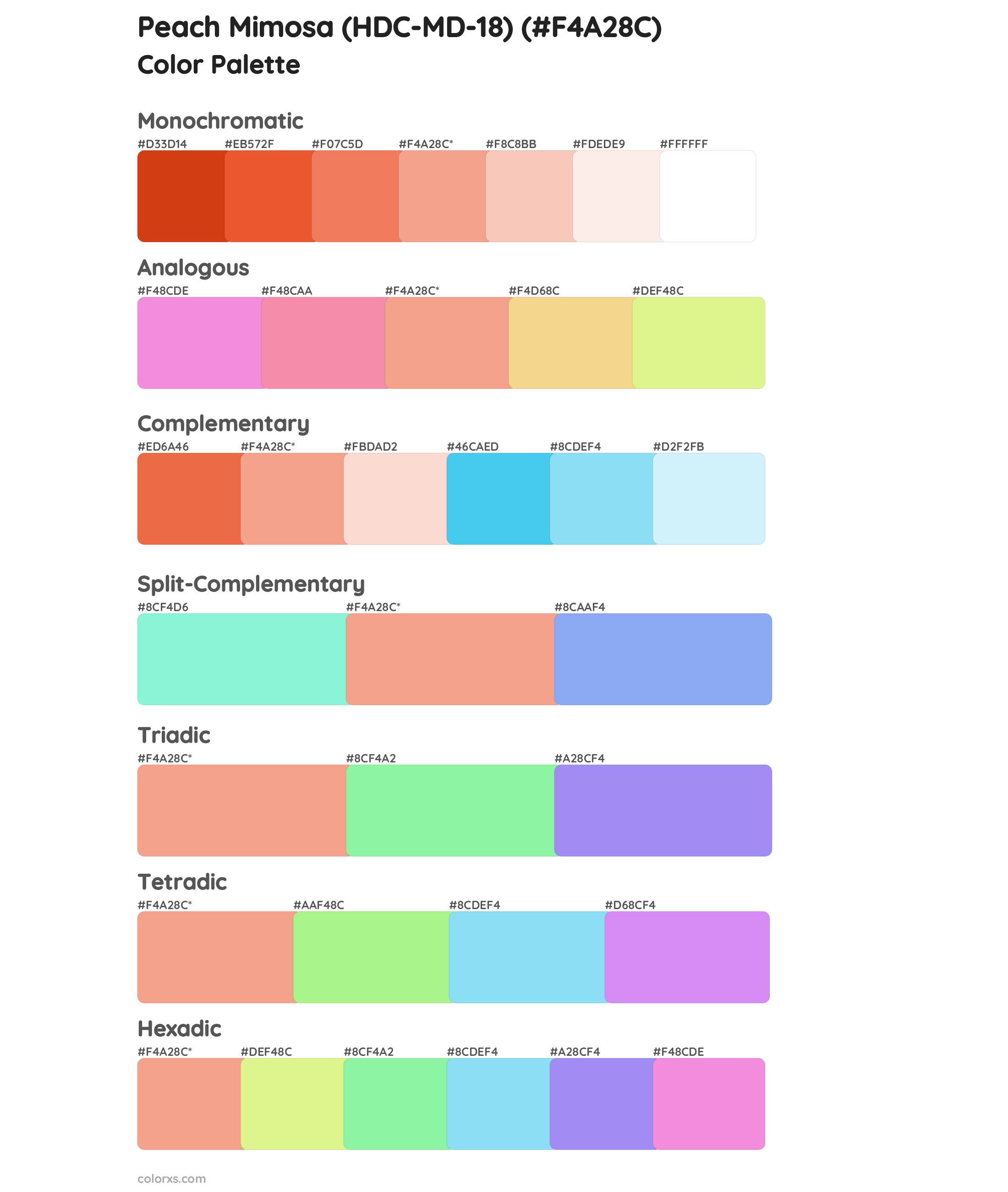 Peach Mimosa (HDC-MD-18) Color Scheme Palettes