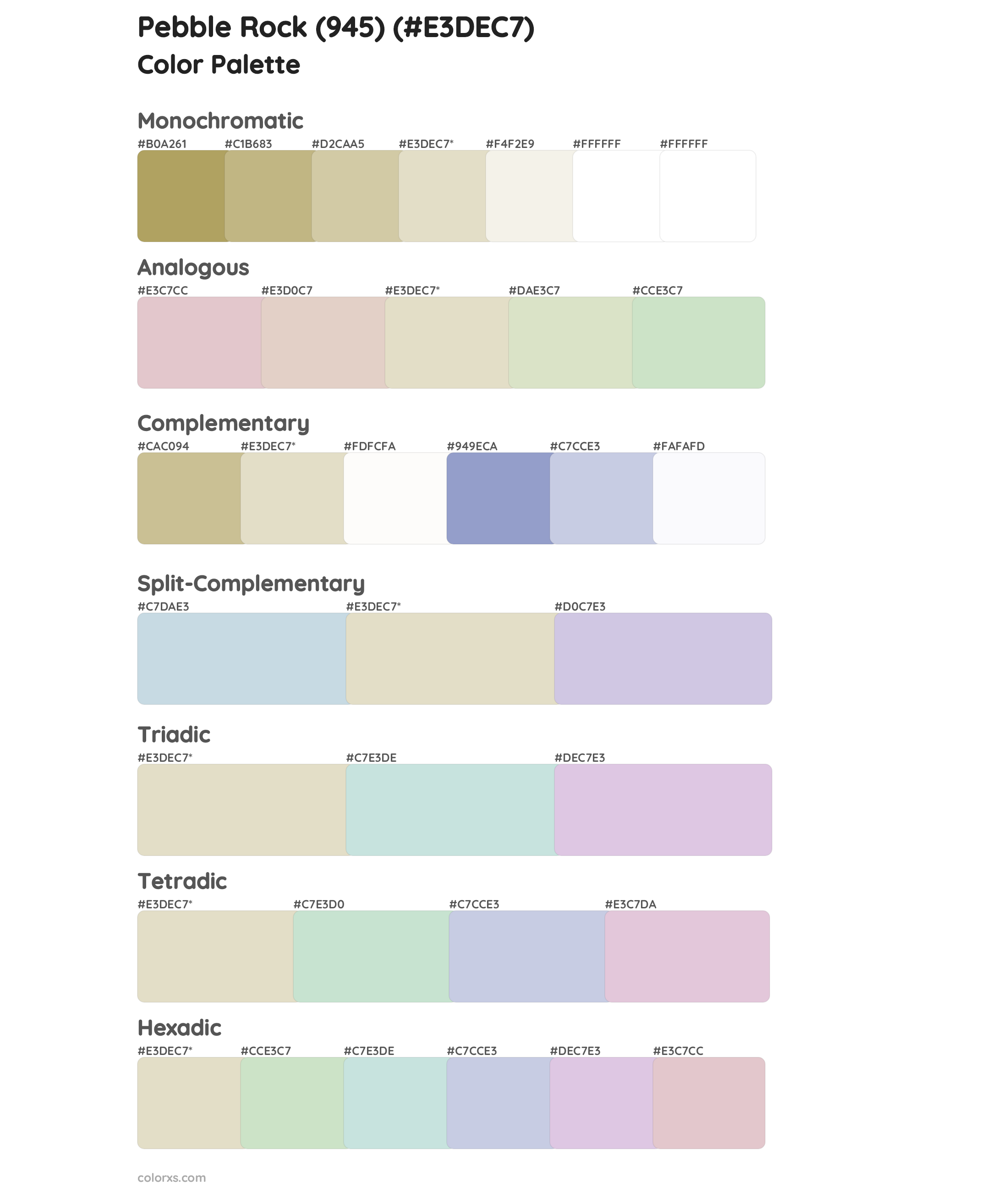 Pebble Rock (945) Color Scheme Palettes