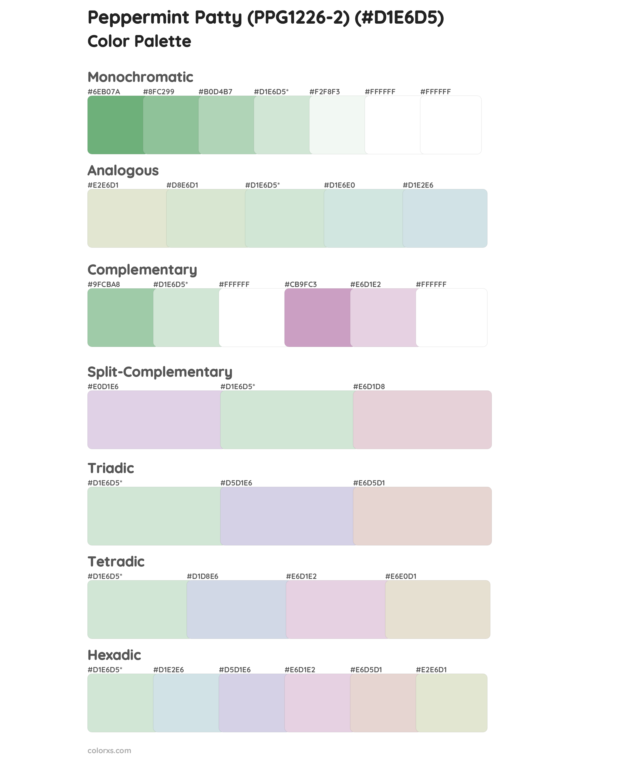 Peppermint Patty (PPG1226-2) Color Scheme Palettes