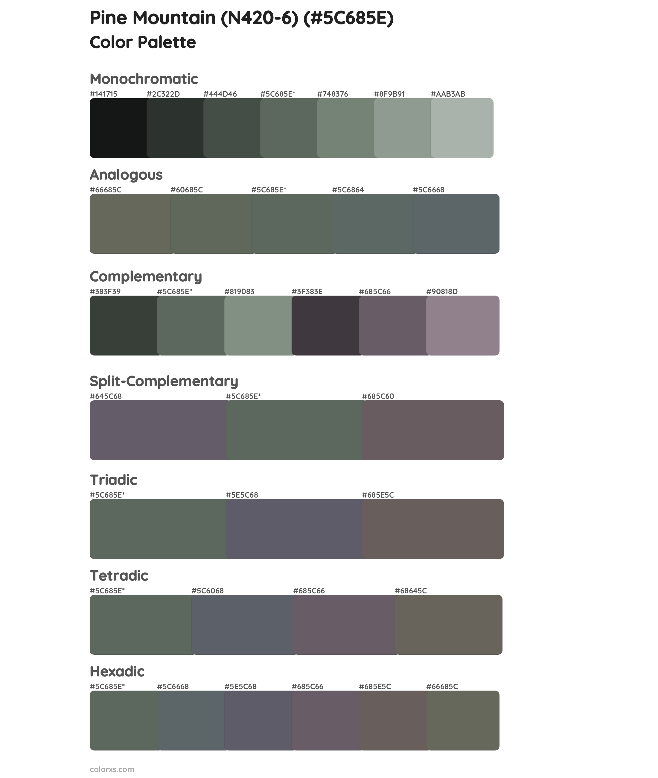 Pine Mountain (N420-6) Color Scheme Palettes