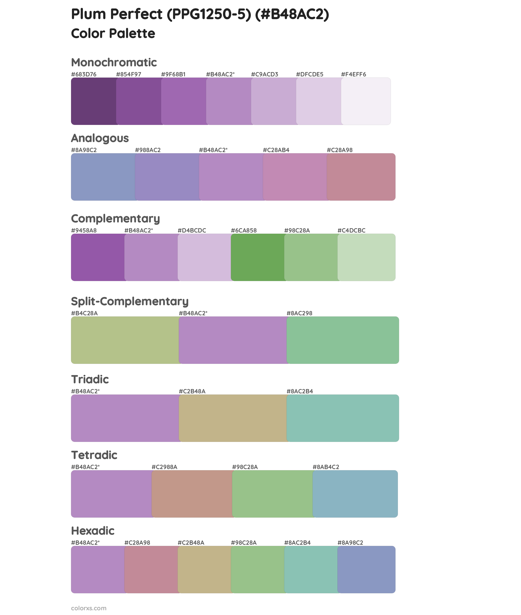 Plum Perfect (PPG1250-5) Color Scheme Palettes